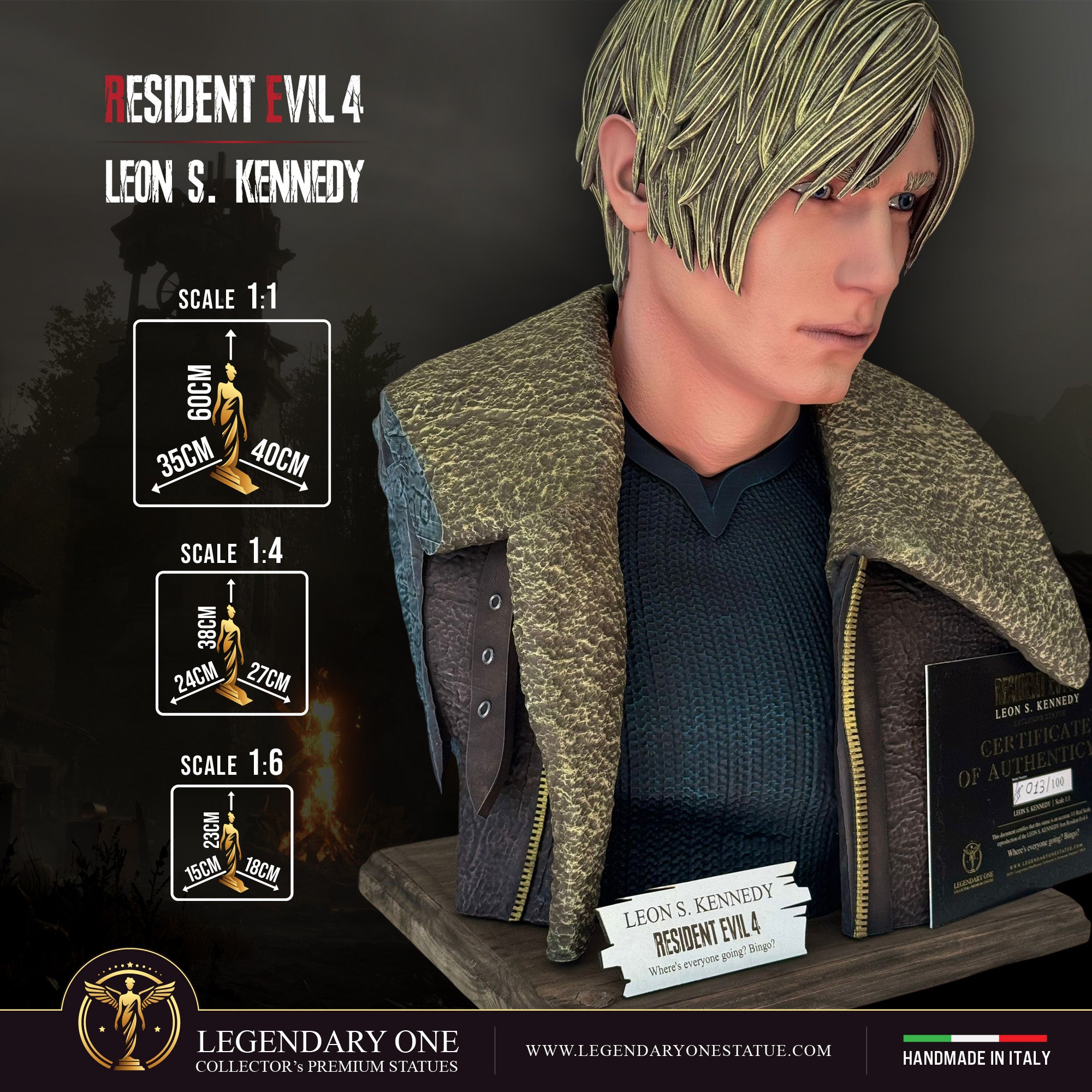 Leon Scott Kennedy Statua da collezione - Resident Evil 4 Figure esclusiva Real Game Color - scala 1:1