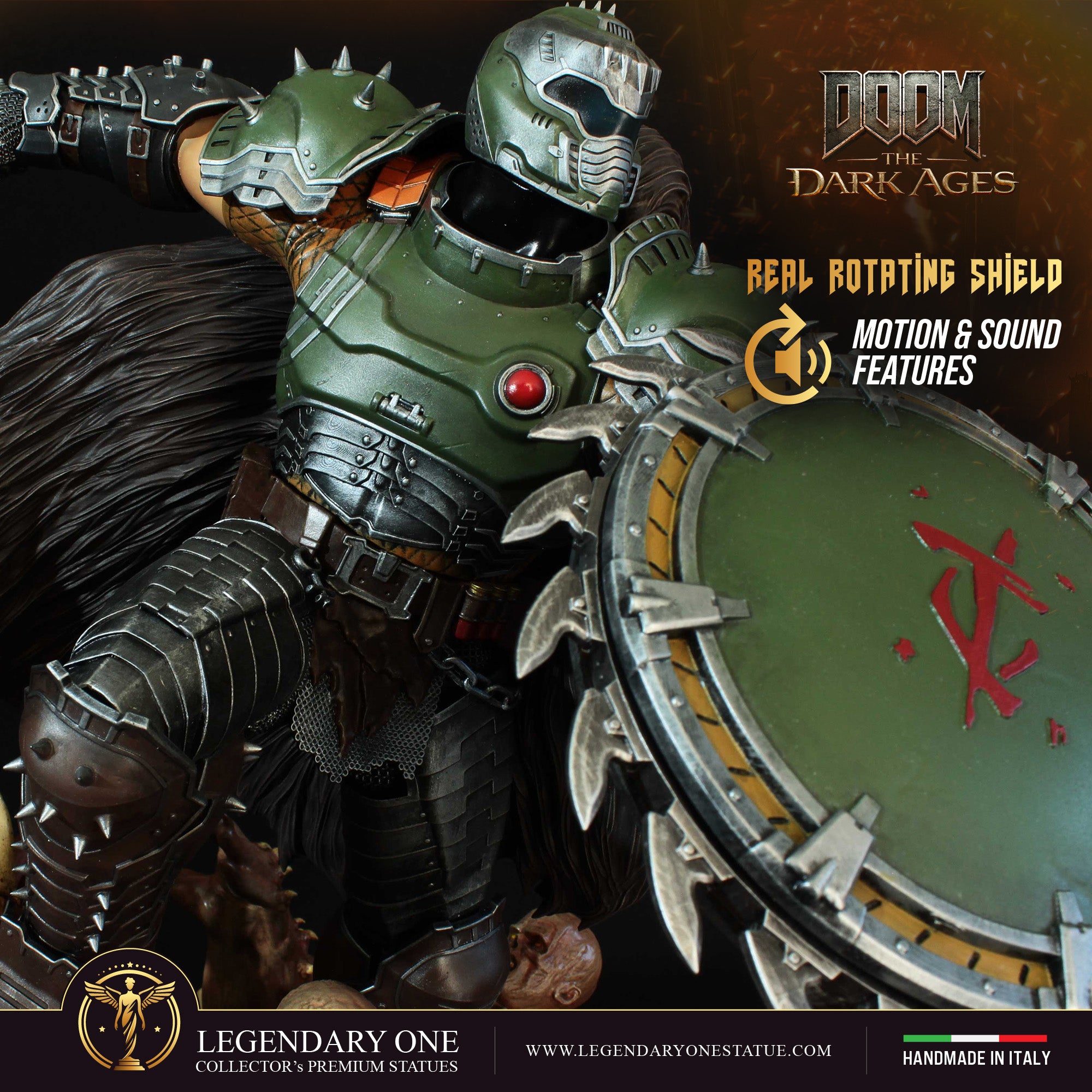 DOOM The Dark Ages Statua da Collezione Esclusiva - Limited Edition con Scudo Rotante - scala 1:4