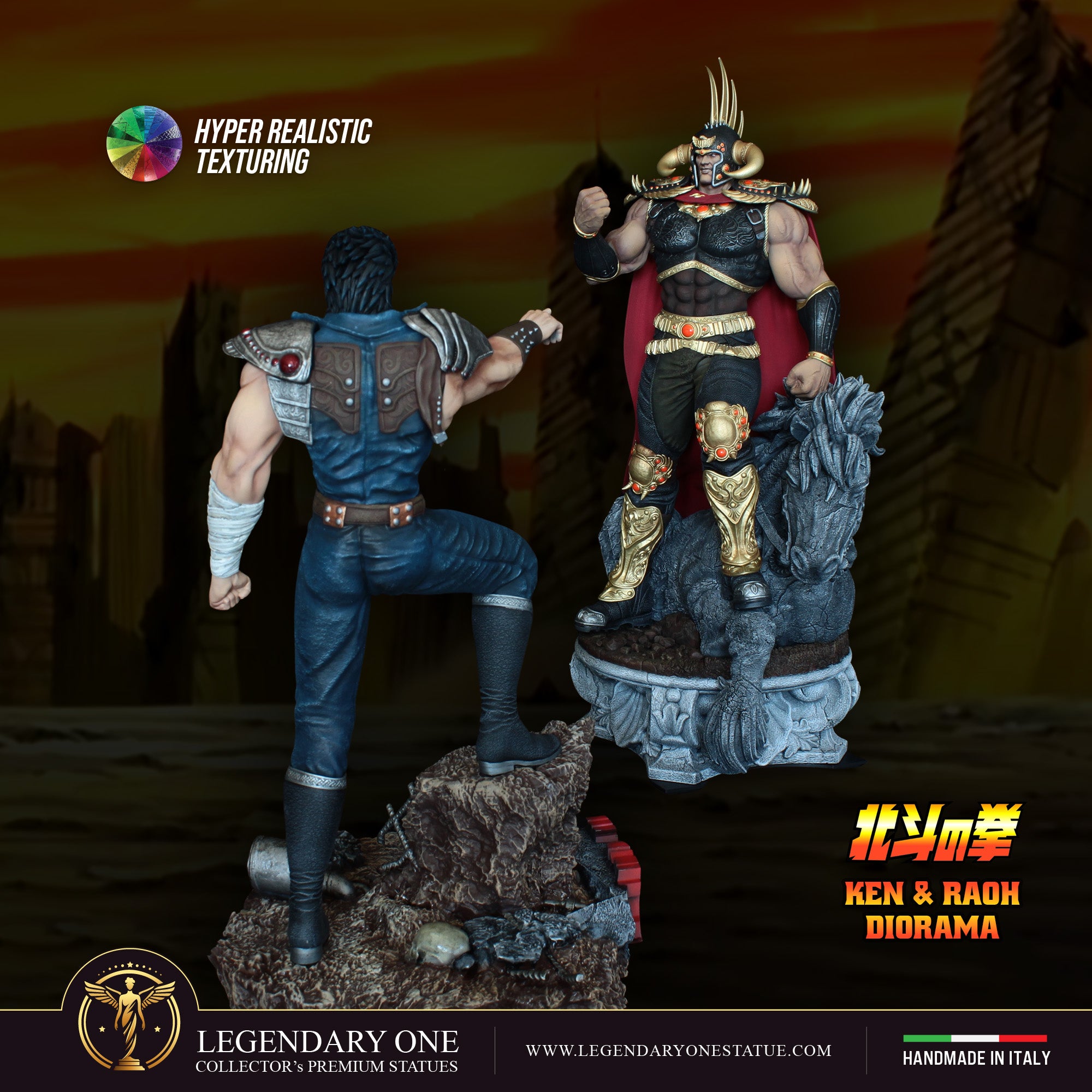 Ken il Guerriero (Hokuto no Ken) Diorama - Kenshiro & Raoh Statua da Collezione - Limited Edition Figure - scala 1:4/1:6