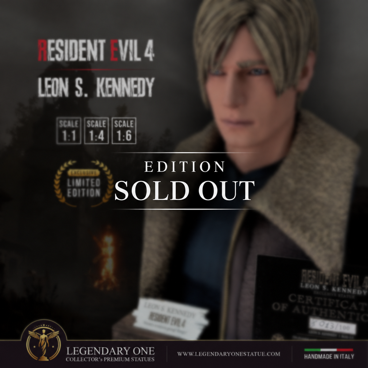 Leon Scott Kennedy Statua da collezione - Resident Evil 4 Figure esclusiva Real Game Color - scala 1:1