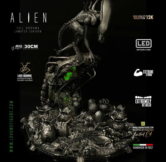 Alien Statue, Xenomorph figure Limited Edition con LED e base, alien diorama completo con incredibile realismo e qualità 12k figurines