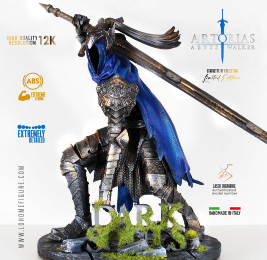 Artorias the Abysswalker Figure, Dark Souls Statua da collezione, con scatola da collezione Diorama con effetti realistici e qualità 12K con incisione Made in Italy