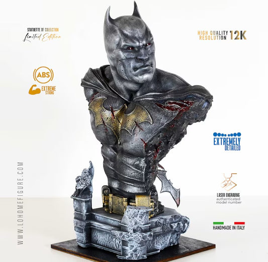 Busto di Batman, statua custom di batman, Dark Knight statue, scultura handmade work, real color 12K quality, Made in ITA, Batman figure