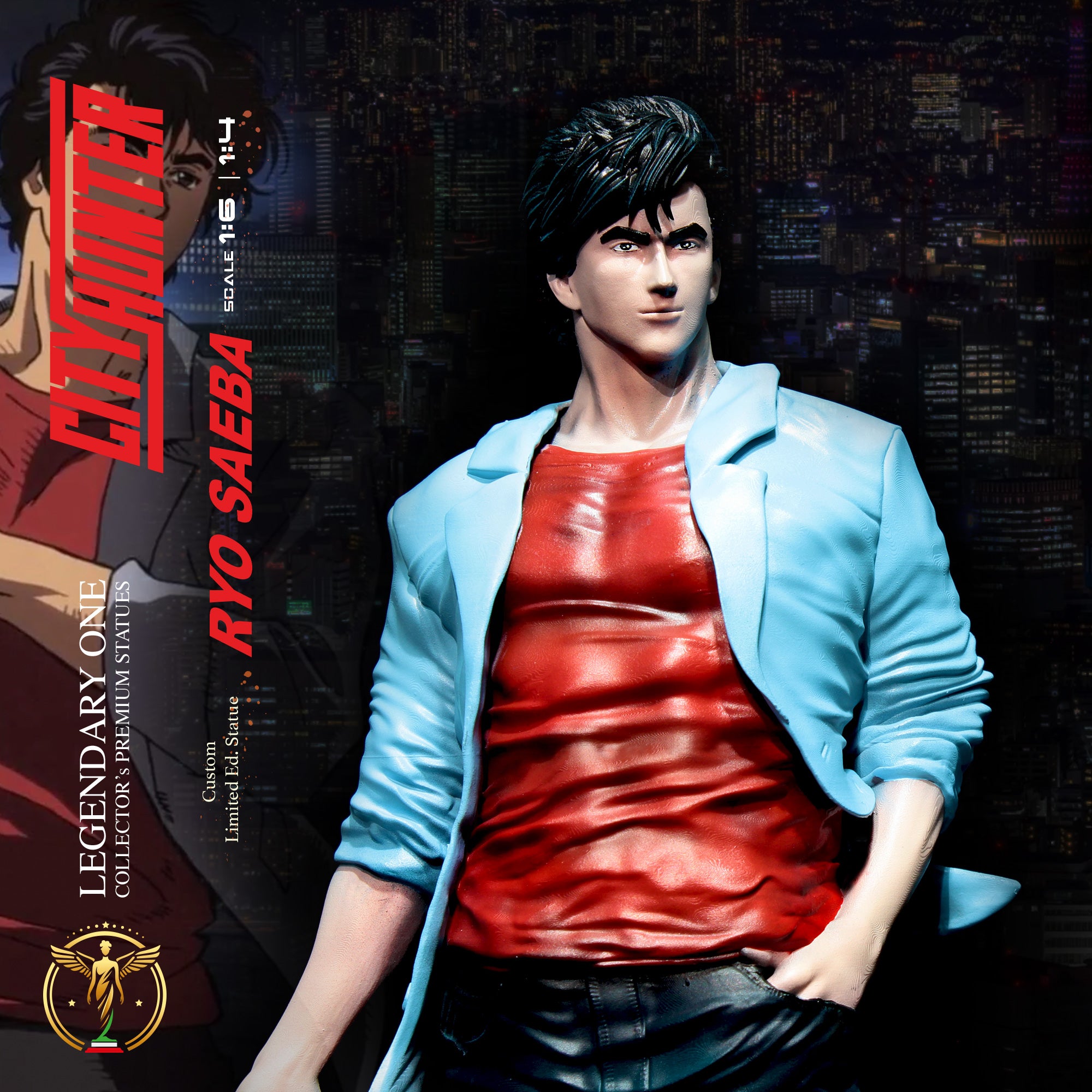 Ryo Saeba Statua da Collezione - City Hunter Figure - シティーハンター statua - Real Anime Color - scala 1:6 / 1:4