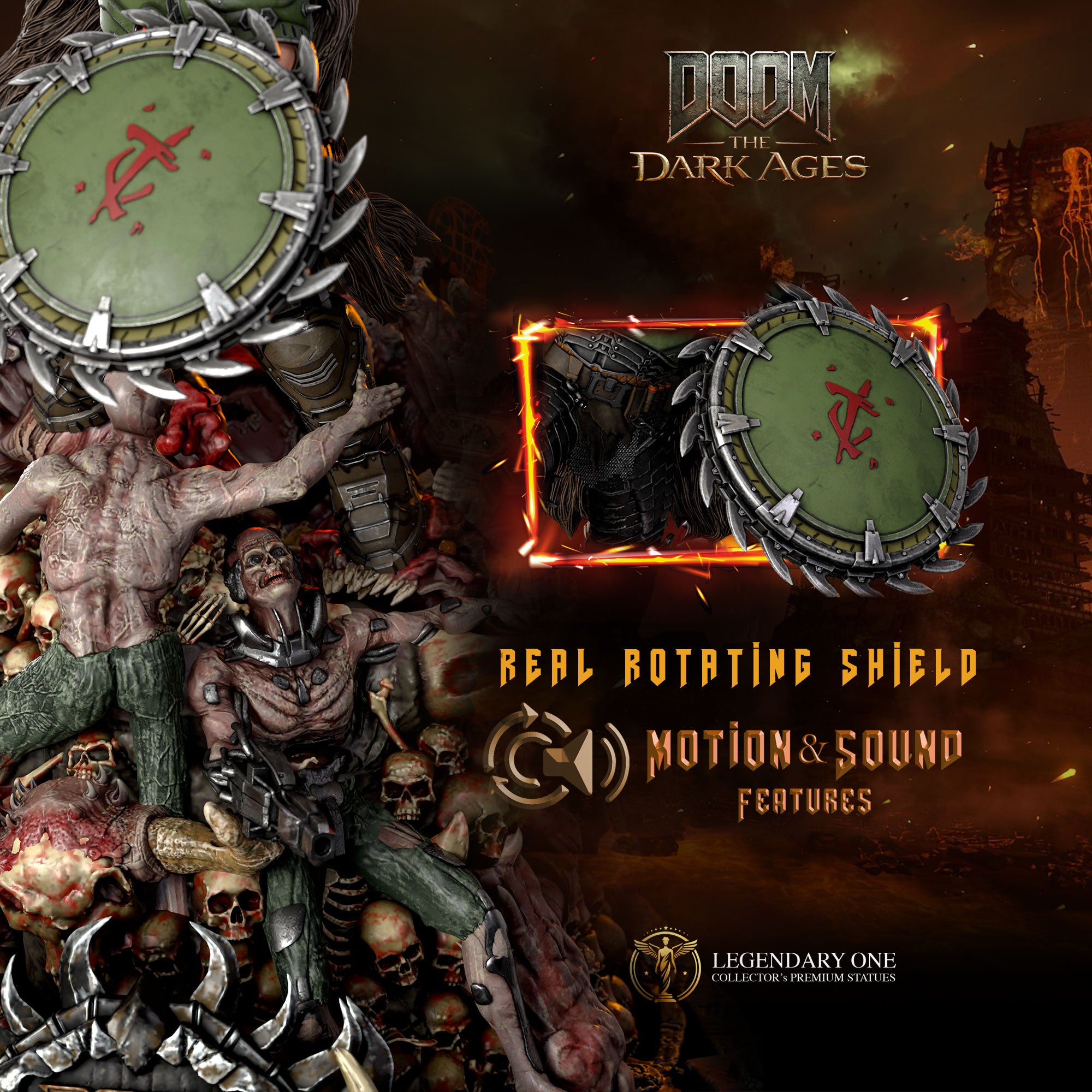 DOOM The Dark Ages Statua da Collezione 1/4 - Limited Edition 20pz - Scudo Rotante - Pre-order Esclusivo!