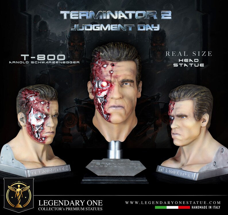 Terminator Statua da collezione - Testa T-800 - Arnold Schwarzenegger Figure Real Cinematic Color - scala 1:1