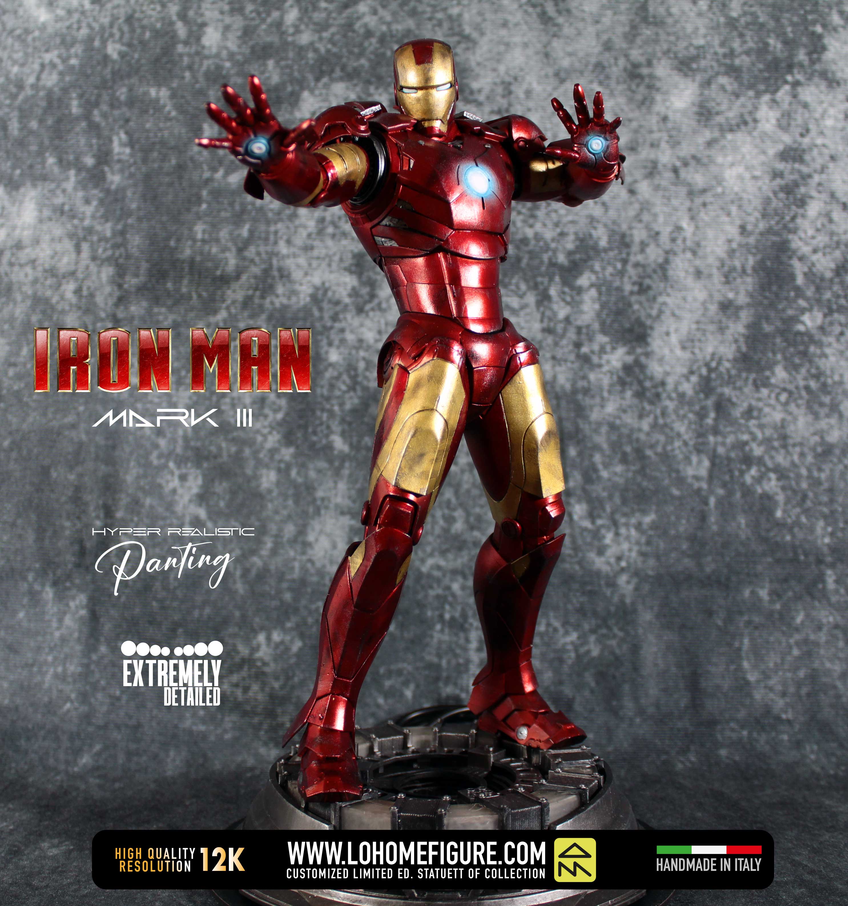Iron Man Statua da collezione - Marvel Avengers Figure esclusiva - Real Cinematic Color con multi LED - scala 1:4
