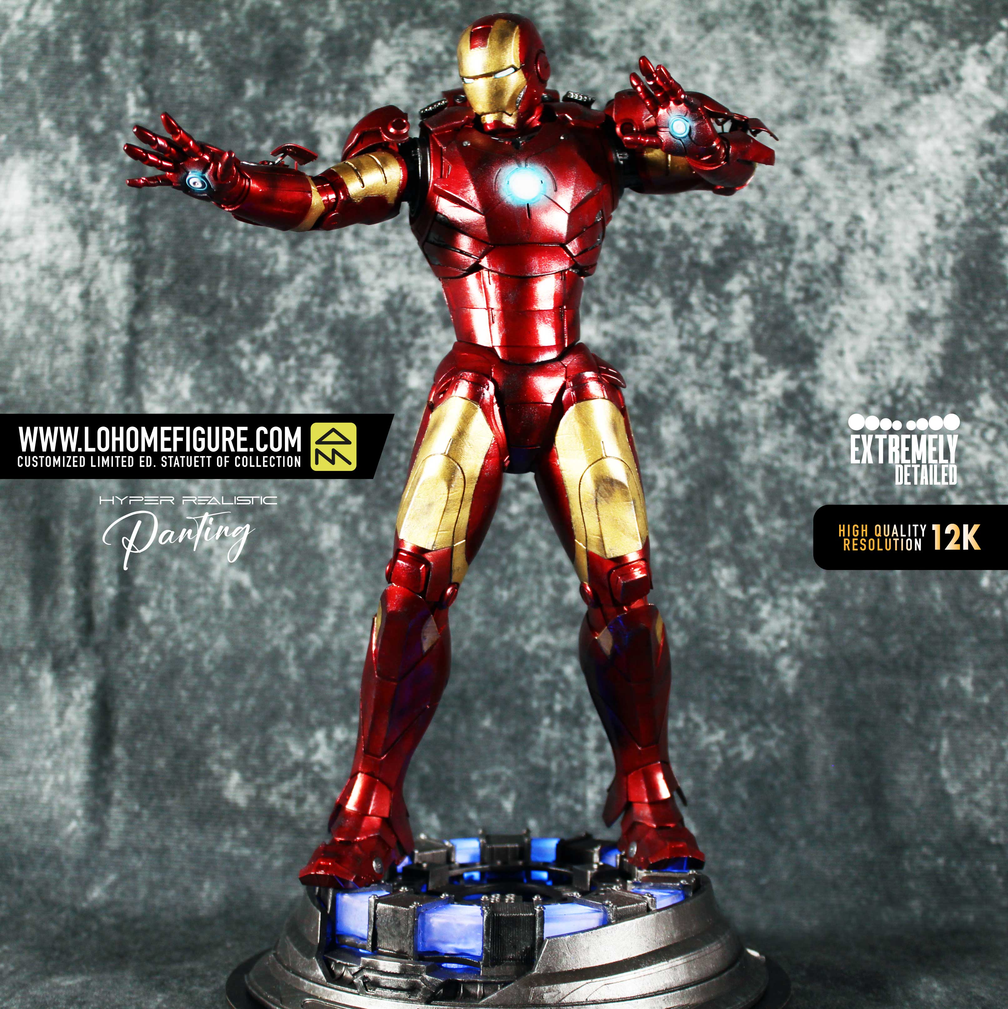 Iron Man Statua da collezione - Marvel Avengers Figure esclusiva - Real Cinematic Color con multi LED - scala 1:4