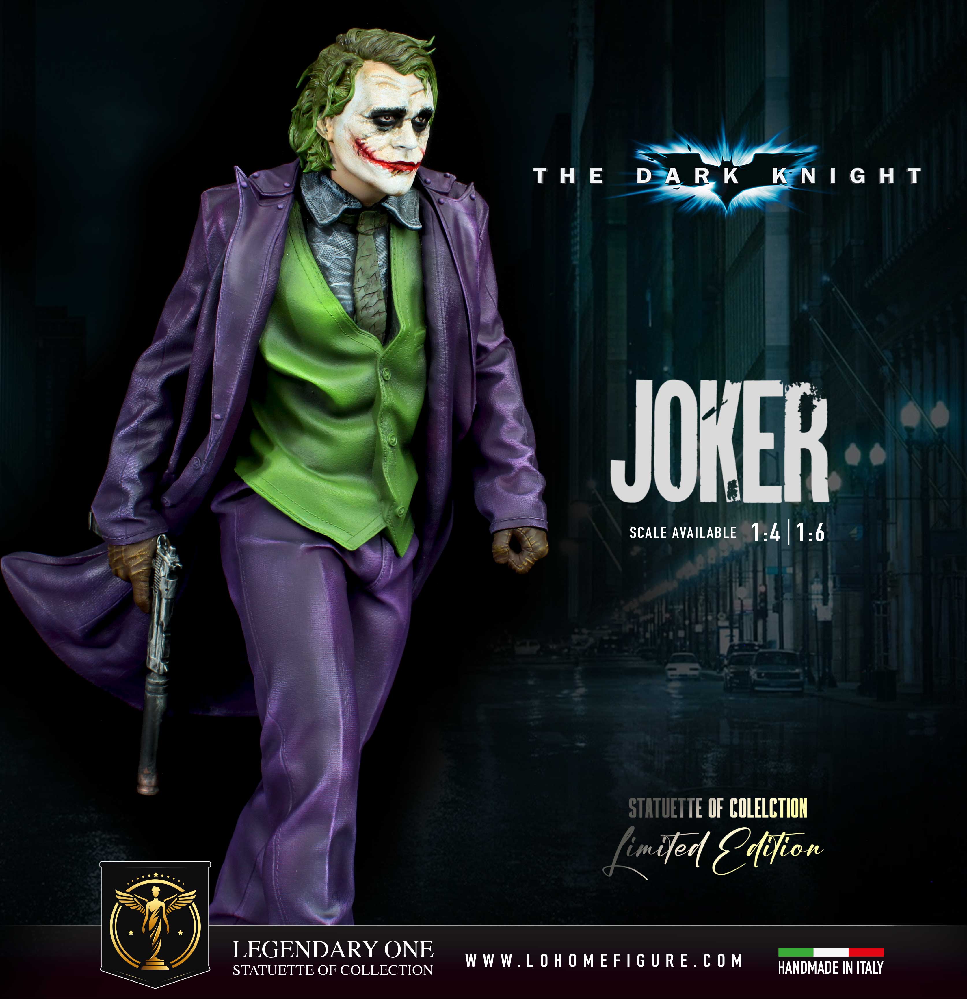 Joker Statua da Collezione – Batman Figure The Dark Knight  - Heath Ledger Real Cinematic Color - scala 1:4