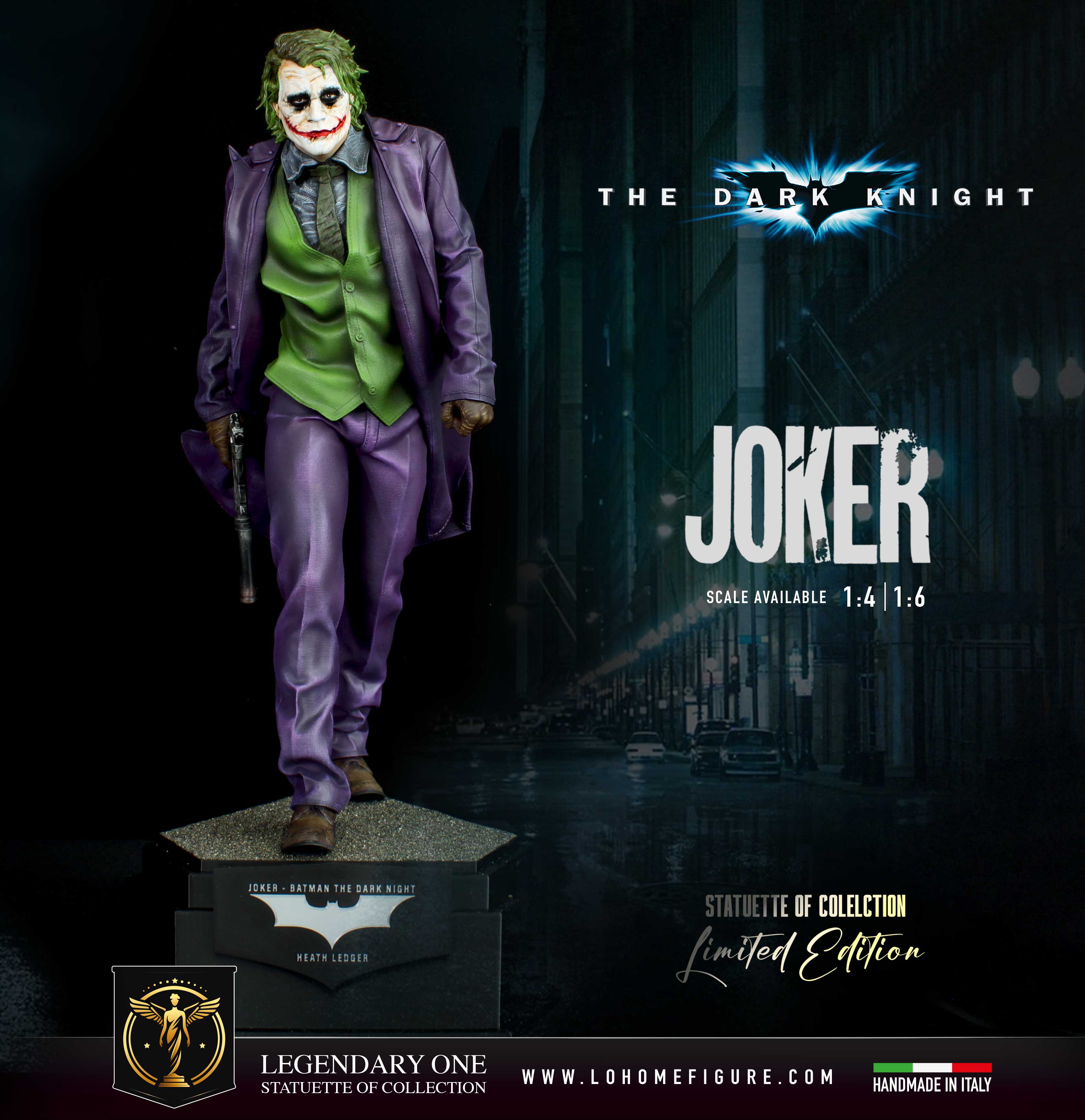 Joker Statua da Collezione – Batman Figure The Dark Knight - Heath Ledger Real Cinematic Color - scala 1:4