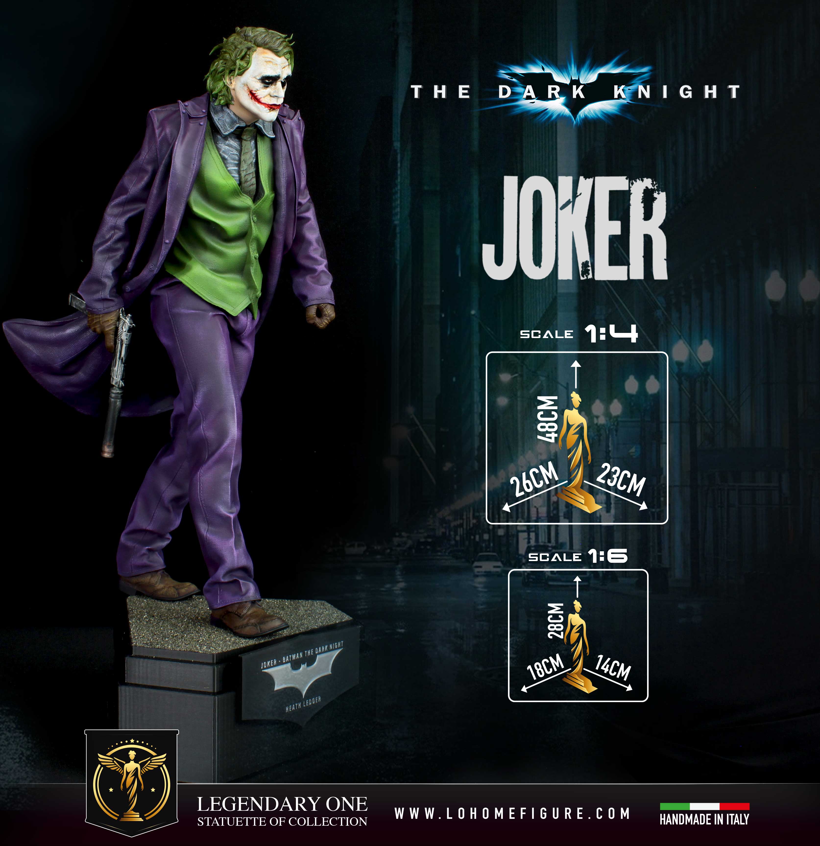 Joker Statua da Collezione – Batman Figure The Dark Knight  - Heath Ledger Real Cinematic Color - scala 1:4