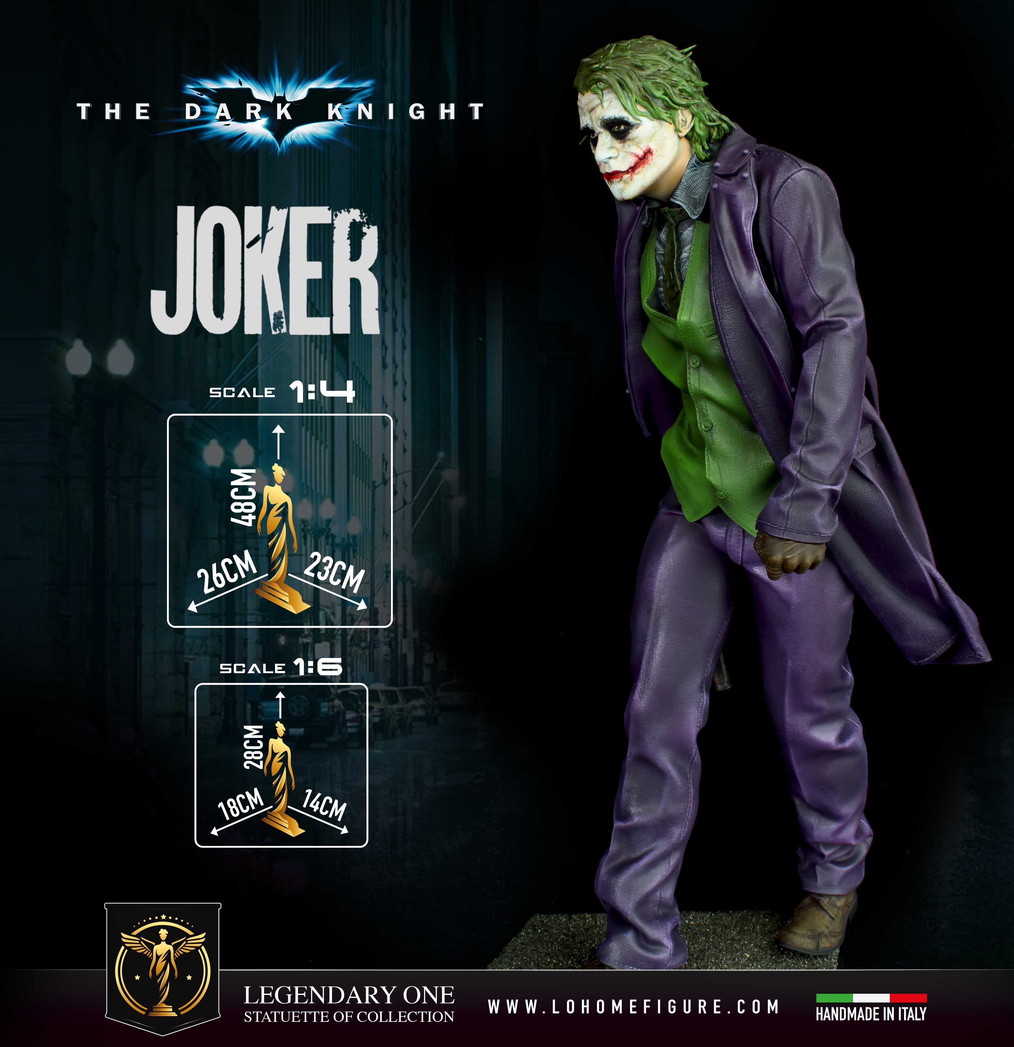 Joker Statua da Collezione – Batman Figure The Dark Knight - Heath Ledger Real Cinematic Color - scala 1:4