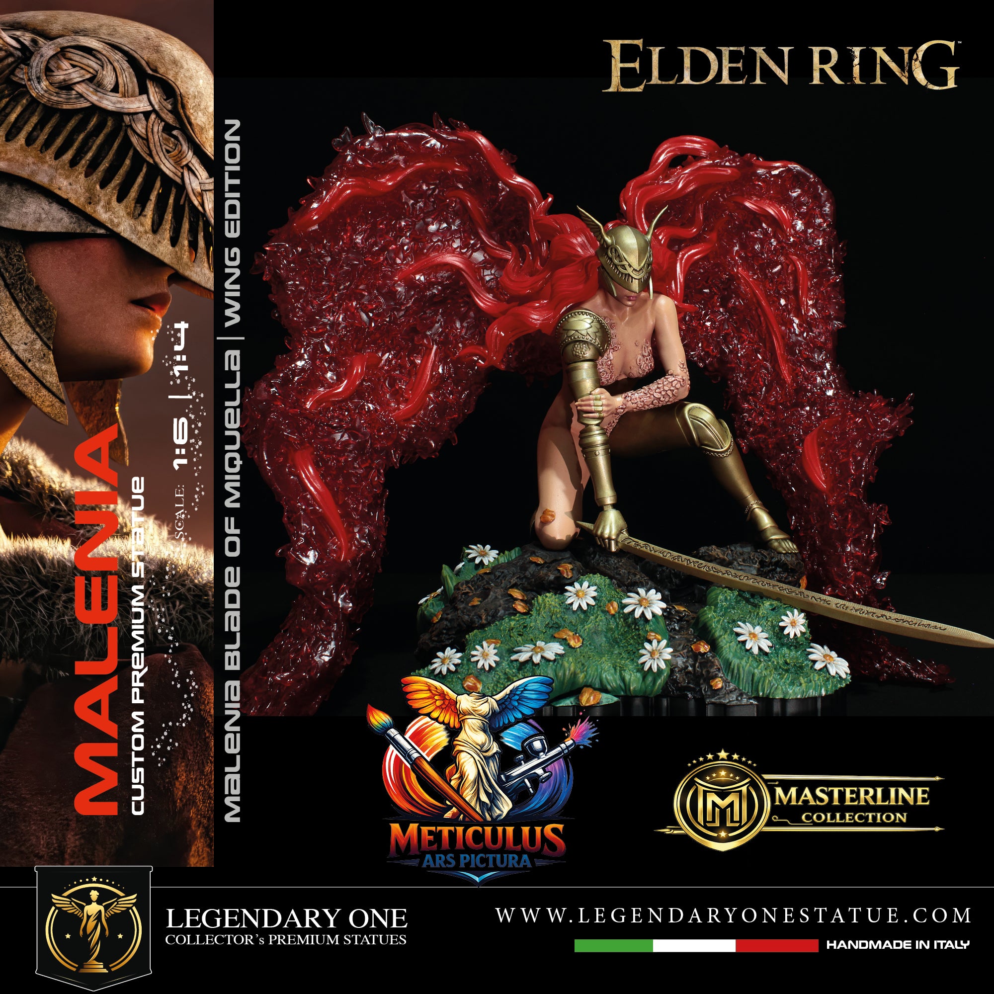 Malenia Crystal Red Wings Statua da Collezione - Elden Ring Figure - Blade of Miquella Real Game Color - scala 1:6