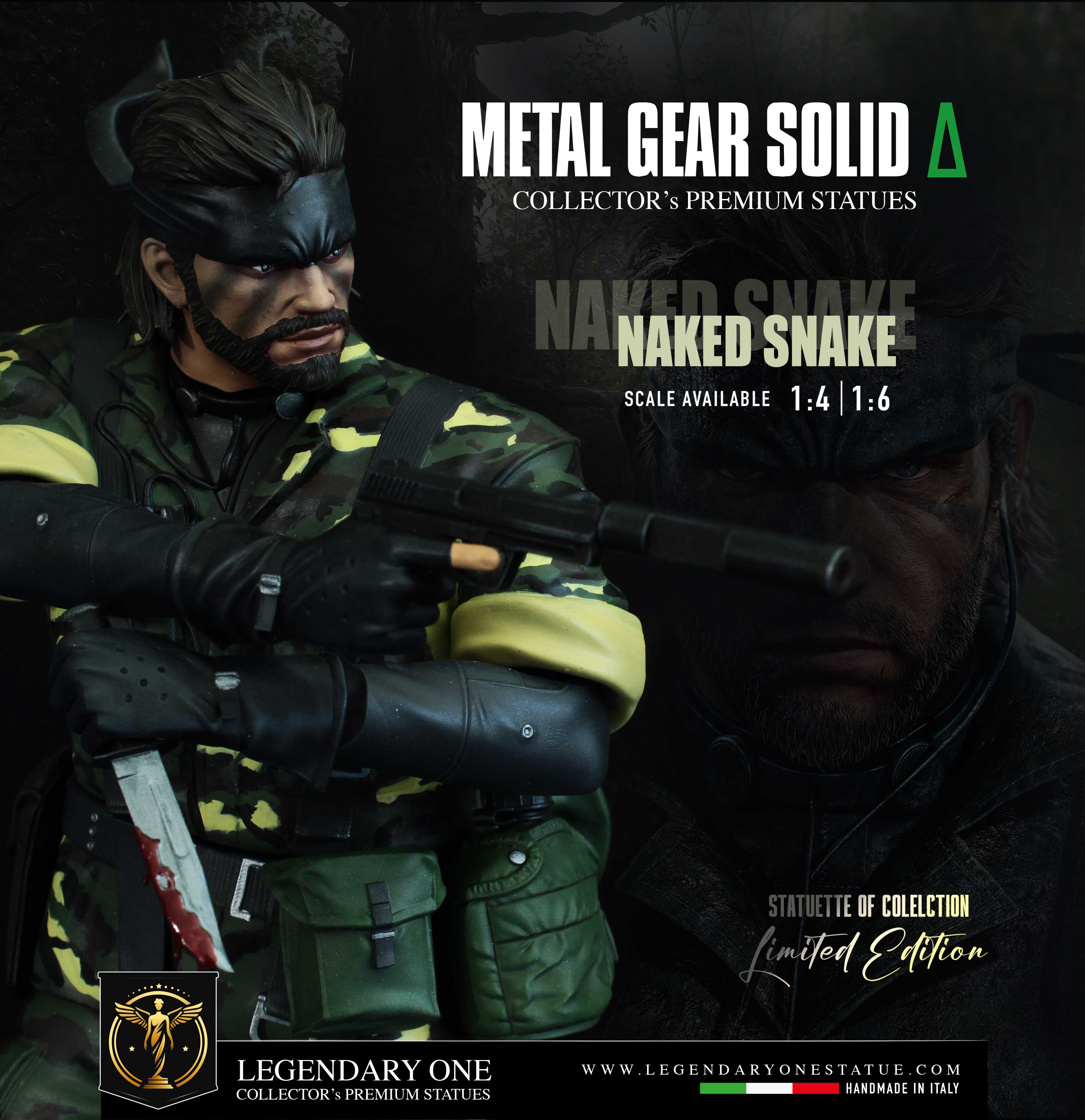 Metal Gear Solid Delta Figure - Naked Snake Statua da collezione - Real Game Color - Big Boss Collector Limited Edition - scala 1:4