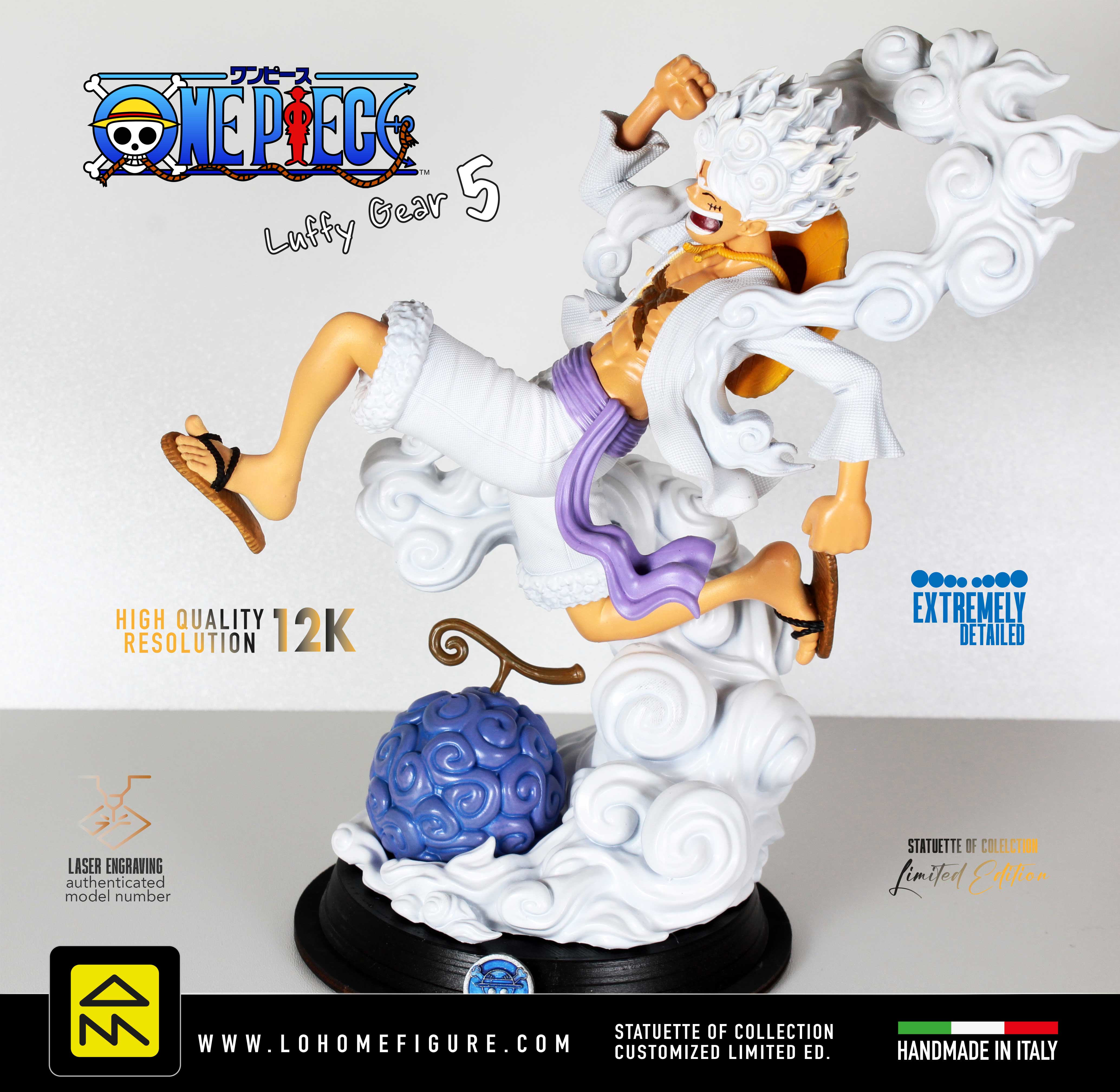 Luffy Statua da Collezione - One Piece Figure Real Color - Gear 5 Edition - scala 1:8
