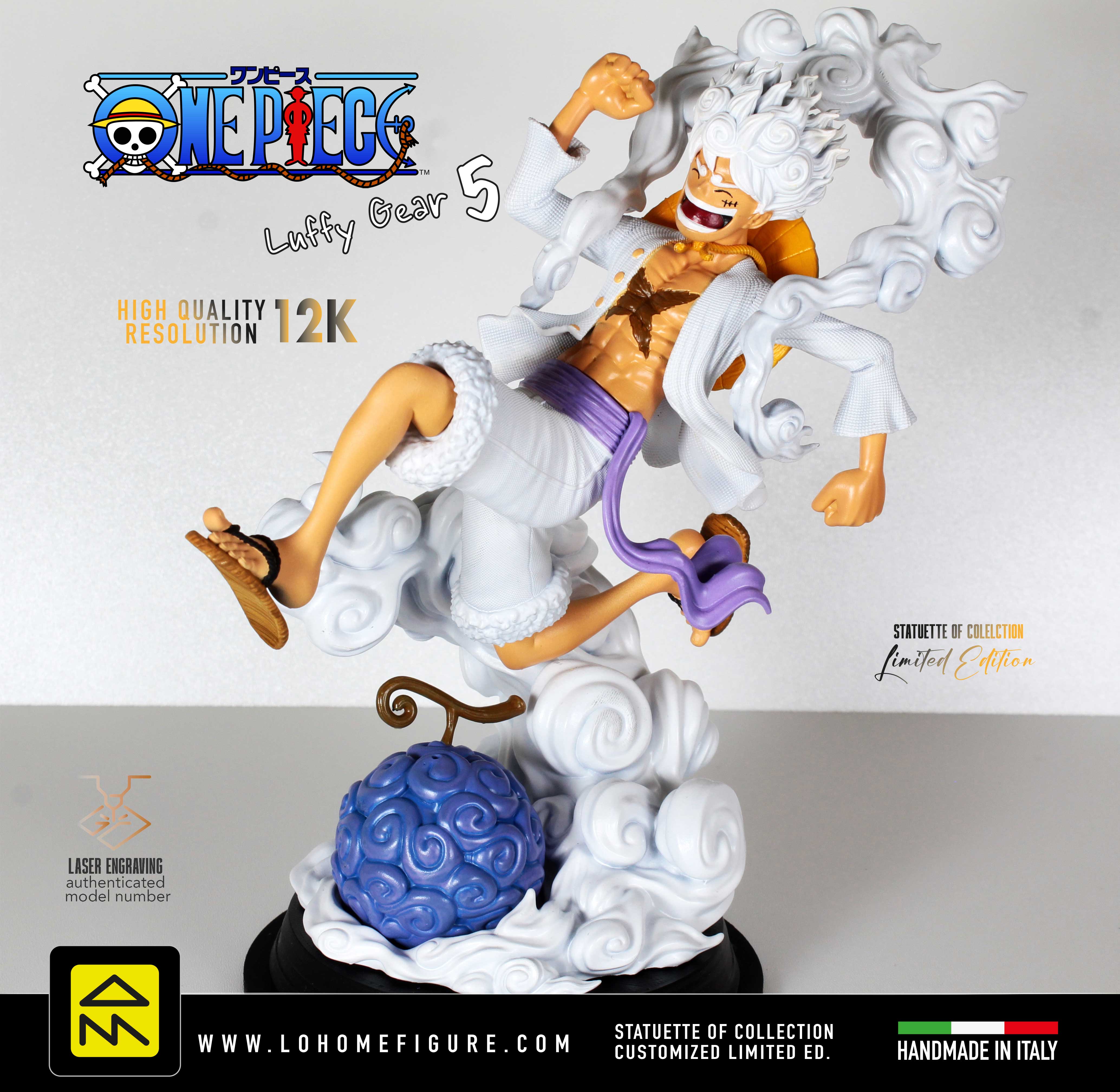 Luffy Statua da Collezione - One Piece Figure Real Color - Gear 5 Edition - scala 1:8