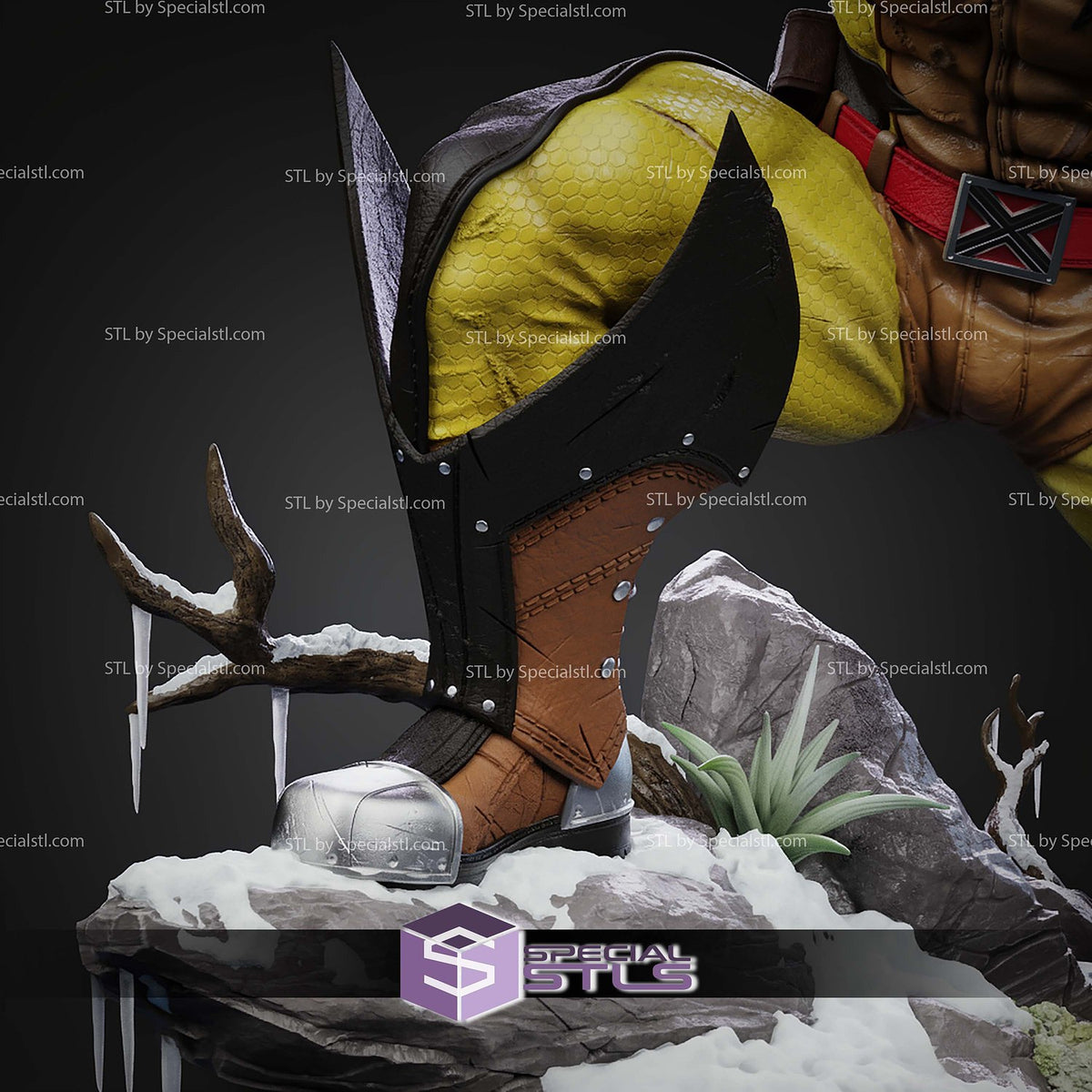 Wolverine Rage Brown Suit X-Men dettaglio statua da collezione 3