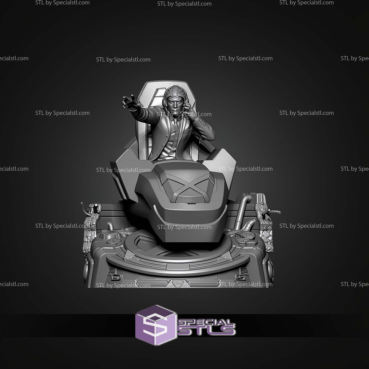 Professor X 90s Hoverchair X-Men dettaglio statua da collezione 4