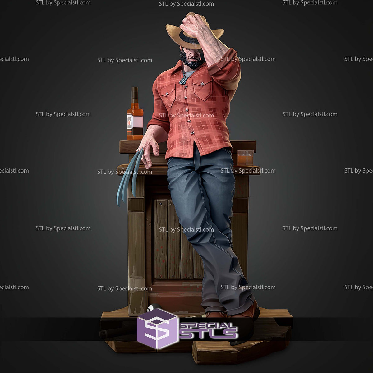 Logan Wolverine Cowboy X-Men dettaglio statua da collezione 3