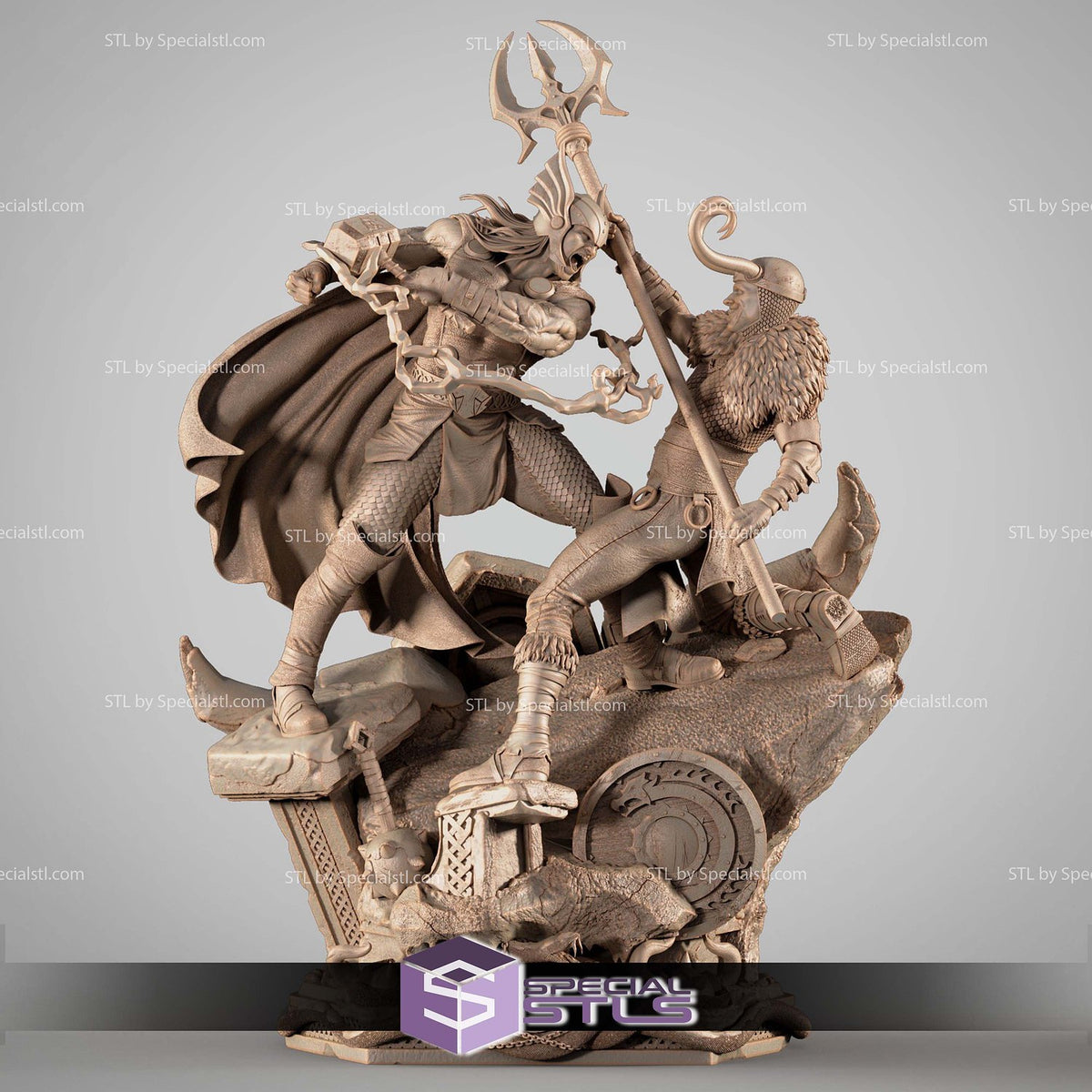 Thor and Loki Comic Diorama Marvel statua da collezione IceBreaker Series