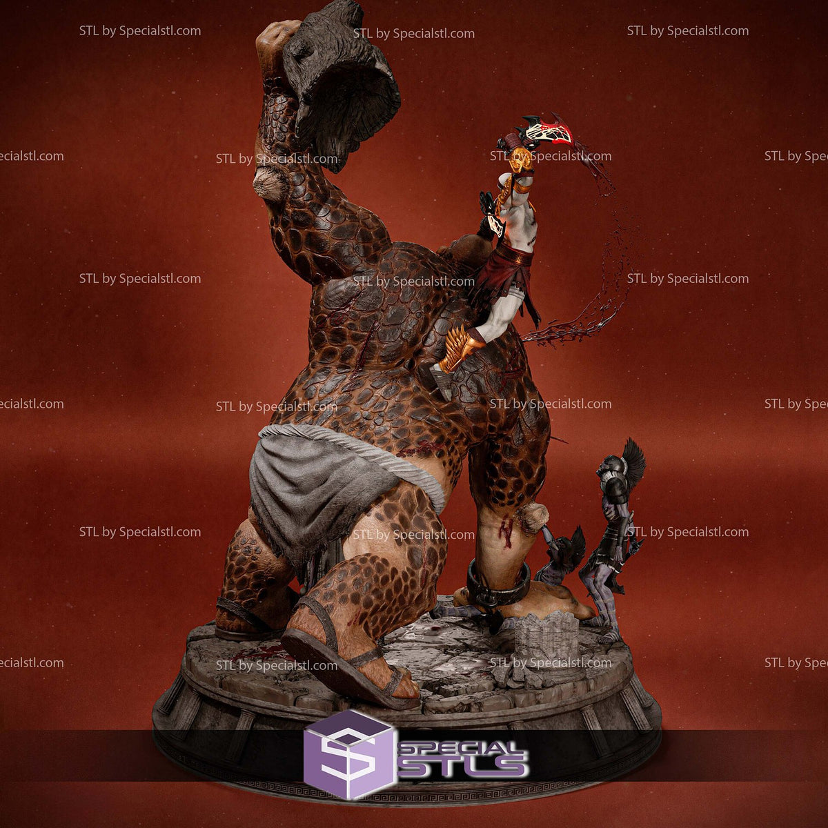 Kratos vs Cyclops Diorama God of War dettaglio statua da collezione 3