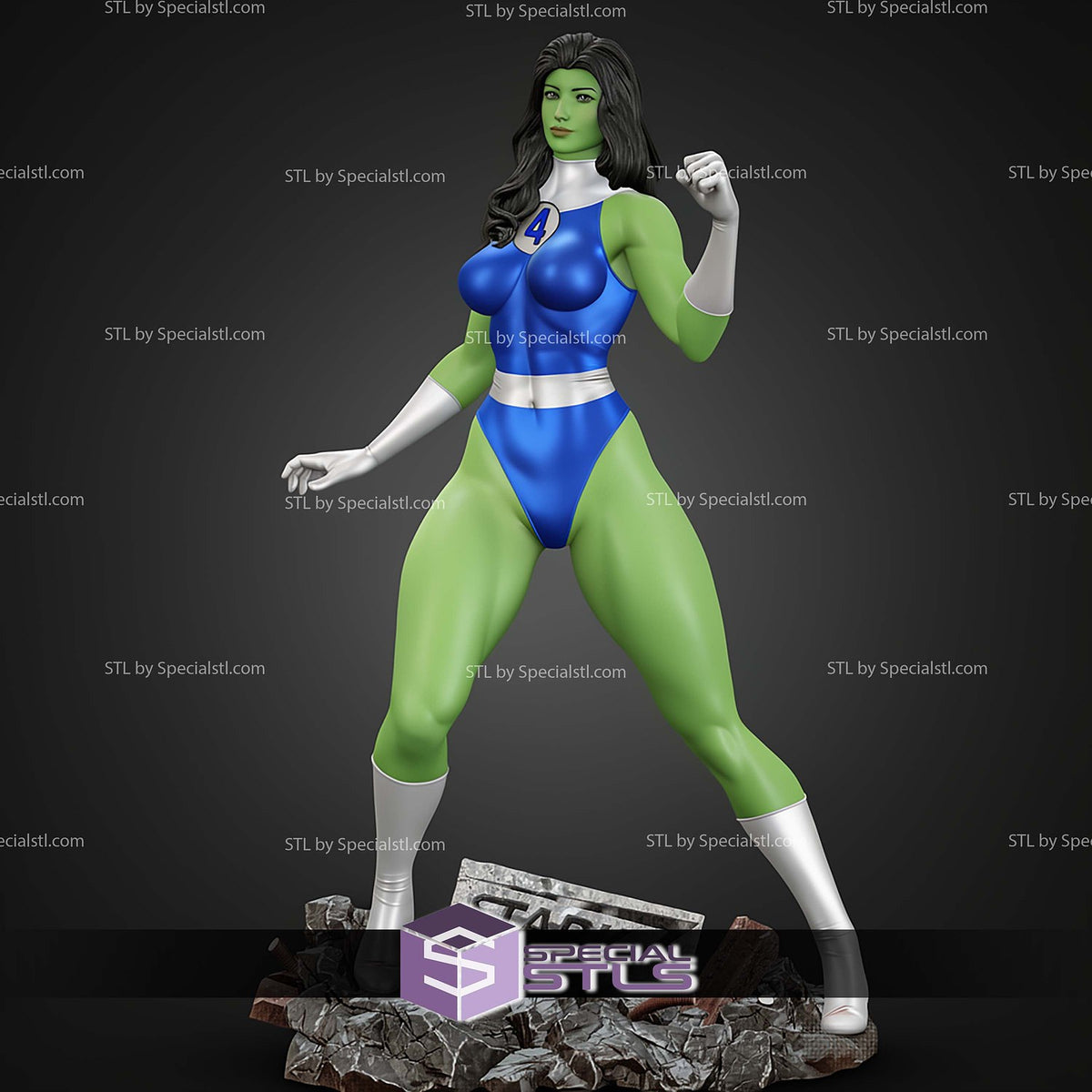 She-Hulk Fantastic Four dettaglio statua da collezione 4