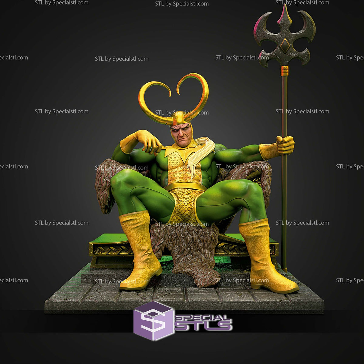 Loki Classic on Throne Marvel statua da collezione IceBreaker Series