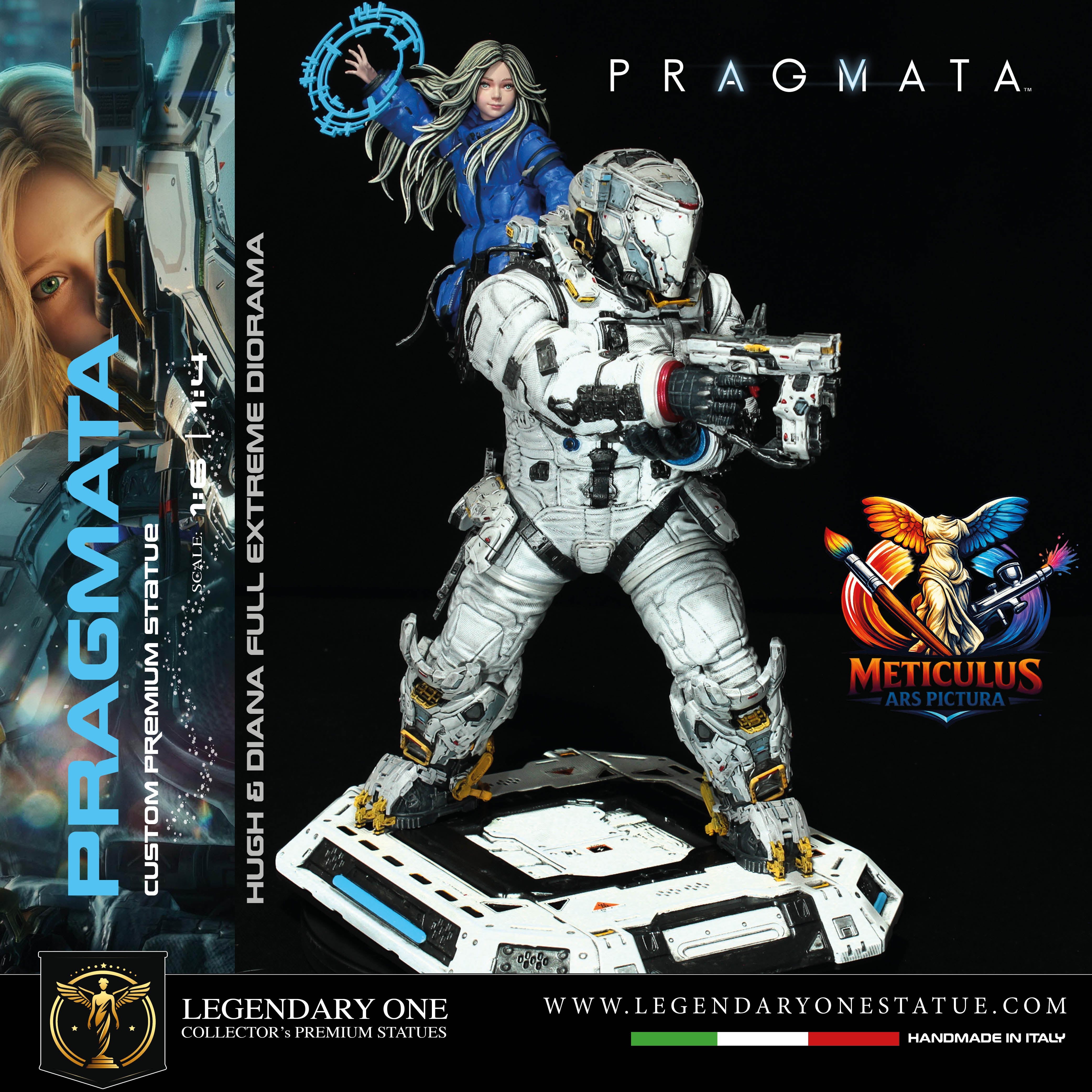 Pragmata Statua da Collezione Esclusiva - Hugh & Diana Diorama Figure - Real Game Color - scala 1:6 / 1:4