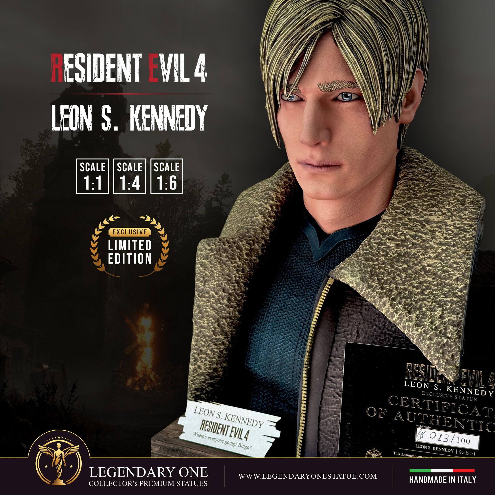 Leon Scott Kennedy Statua da collezione - Resident Evil 4 Figure esclusiva Real Game Color - scala 1:1