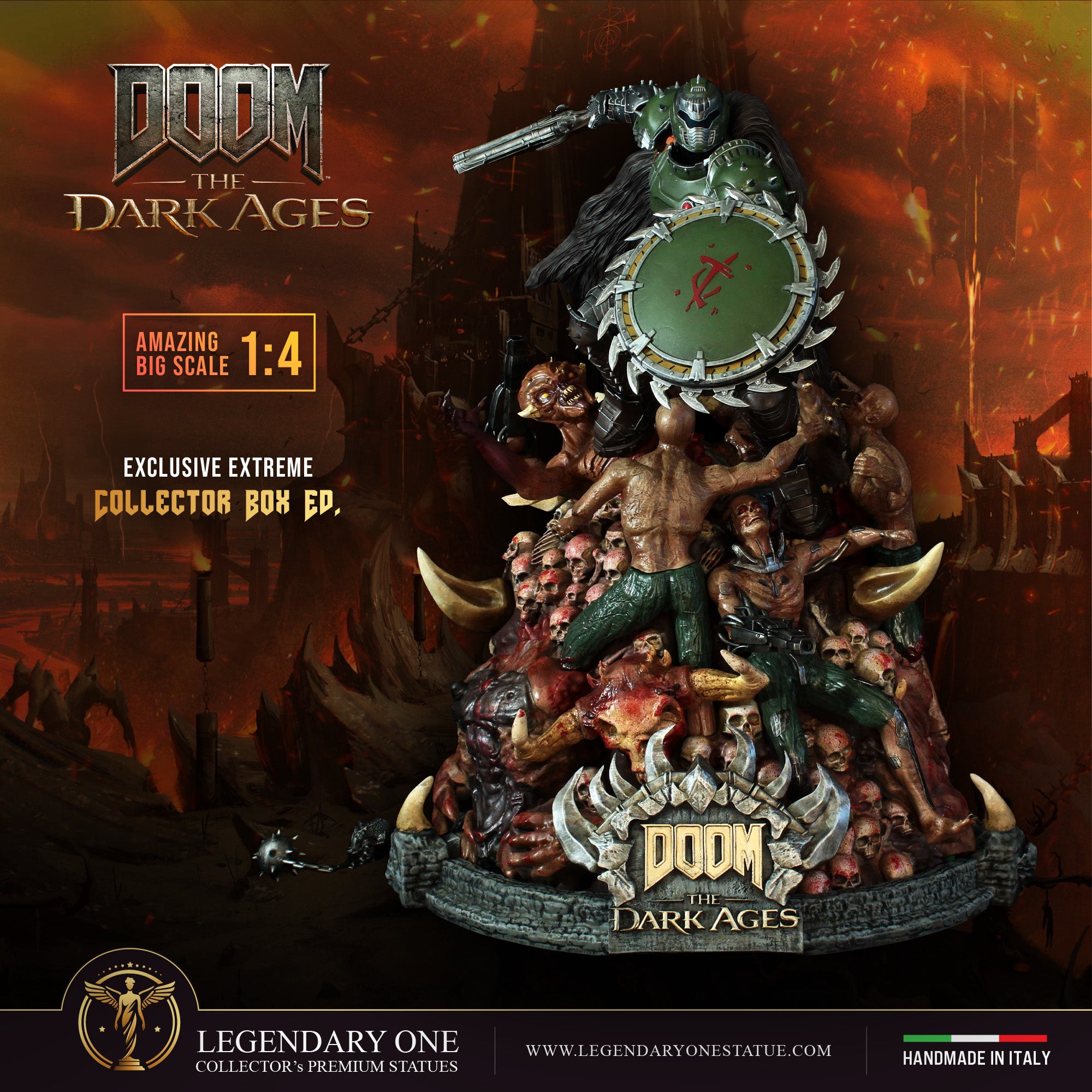 DOOM The Dark Ages Statua da Collezione Esclusiva - Limited Edition con Scudo Rotante - scala 1:4