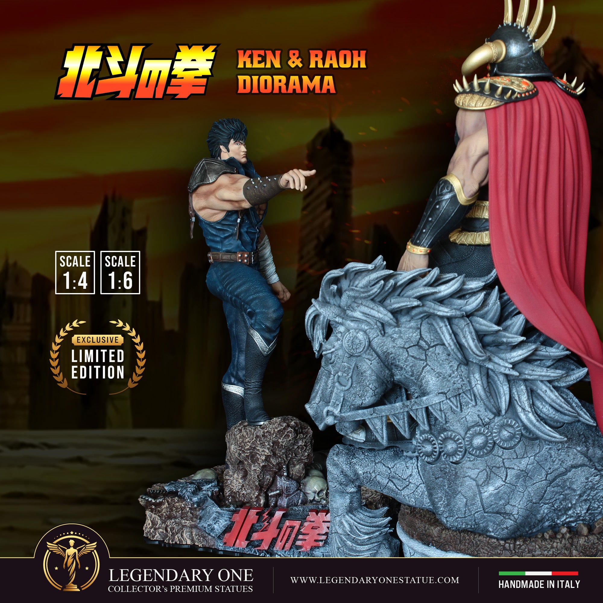 Ken il Guerriero (Hokuto no Ken) Diorama - Kenshiro & Raoh Statua da Collezione - Limited Edition Figure - scala 1:4/1:6