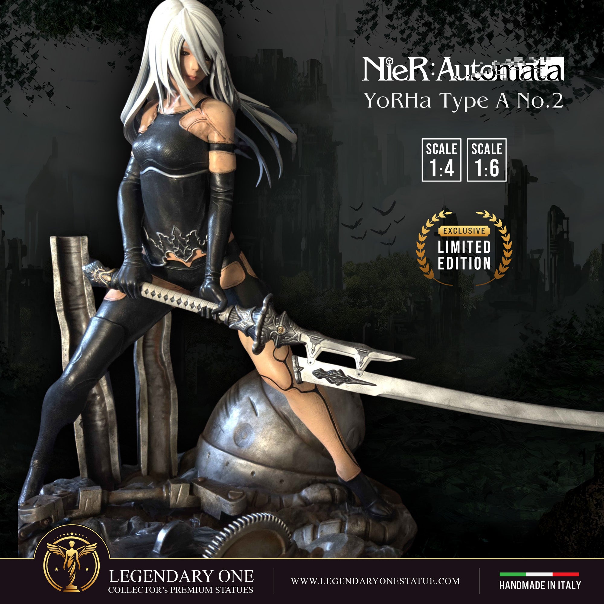 A2 Statua da collezione - NieR:Automata Figure esclusiva - YoRHa Real Game Color - scala 1:6/1:4