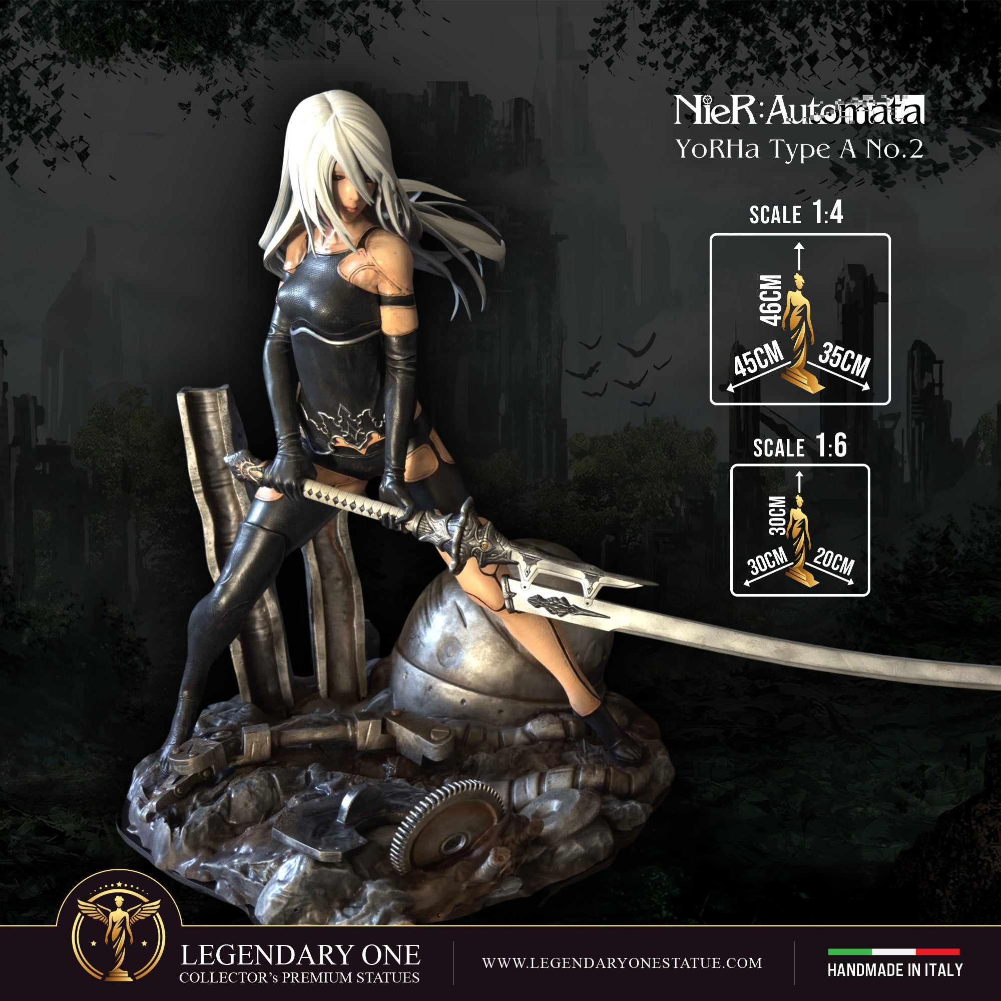 A2 Statua da collezione - NieR:Automata Figure esclusiva - YoRHa Real Game Color - scala 1:6/1:4