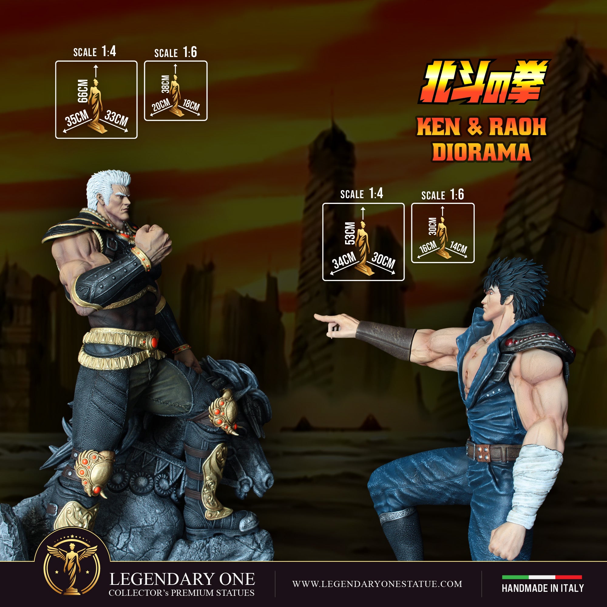 Ken il Guerriero (Hokuto no Ken) Diorama - Kenshiro & Raoh Statua da Collezione - Limited Edition Figure - scala 1:4/1:6