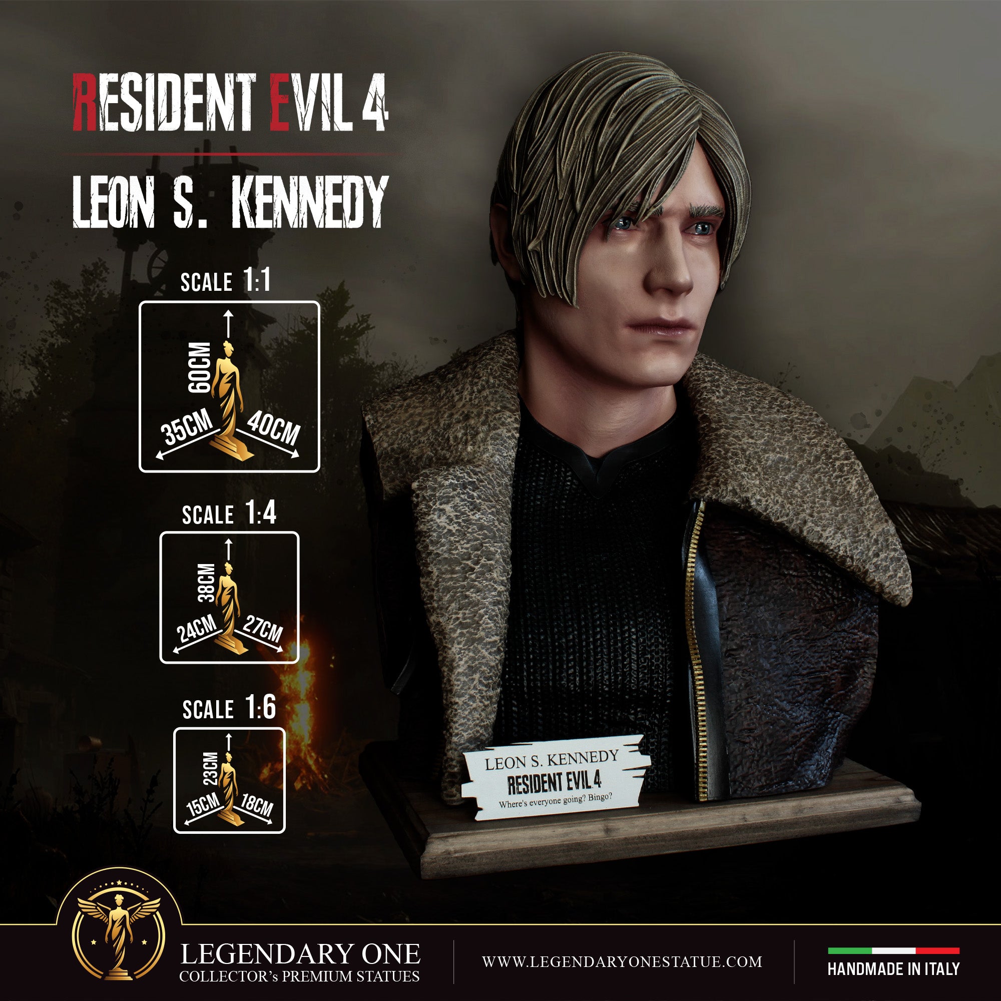 Leon Scott Kennedy Statua da collezione - Resident Evil 4 Figure esclusiva Real Game Color - scala 1:1