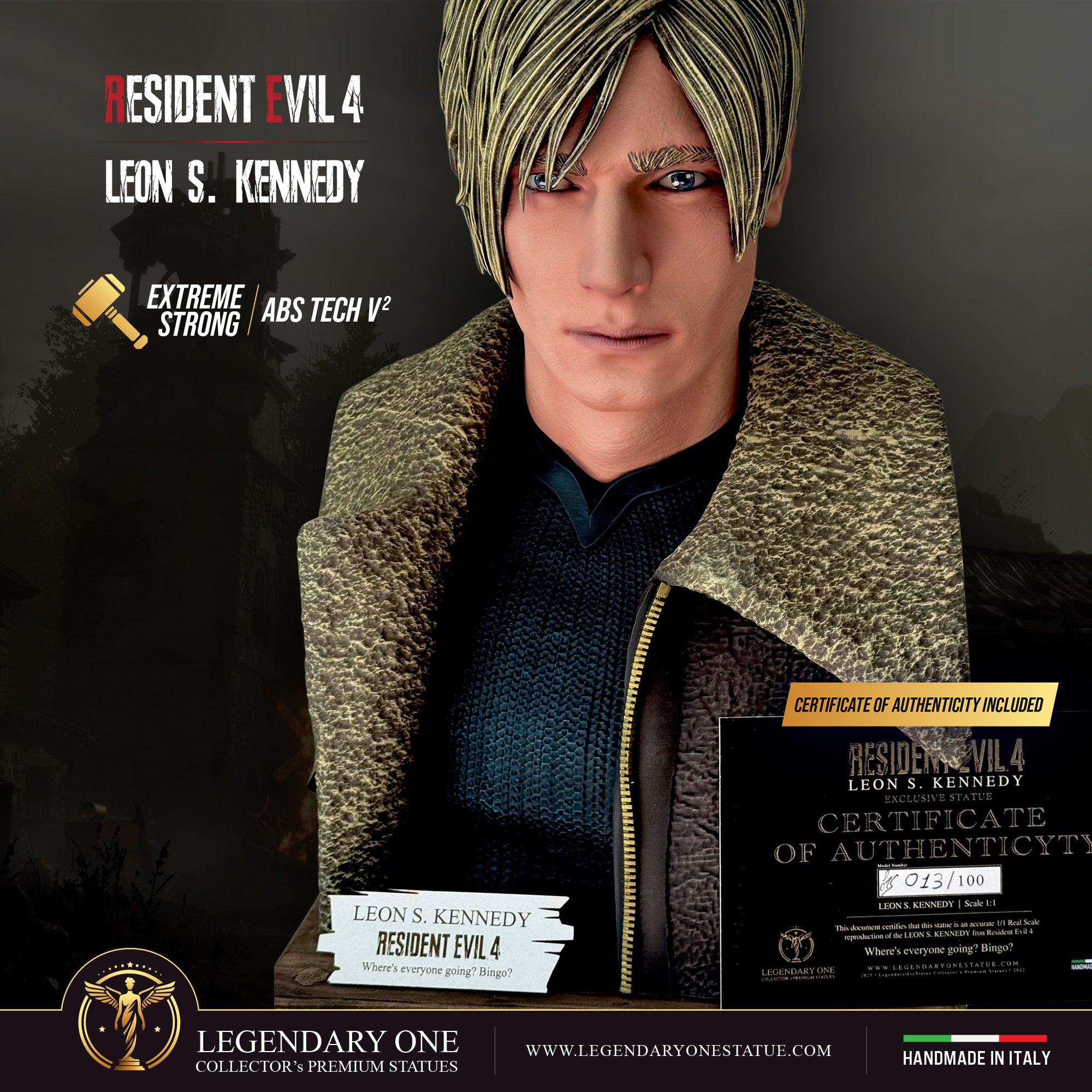 Leon Scott Kennedy Statua da collezione - Resident Evil 4 Figure esclusiva Real Game Color - scala 1:1