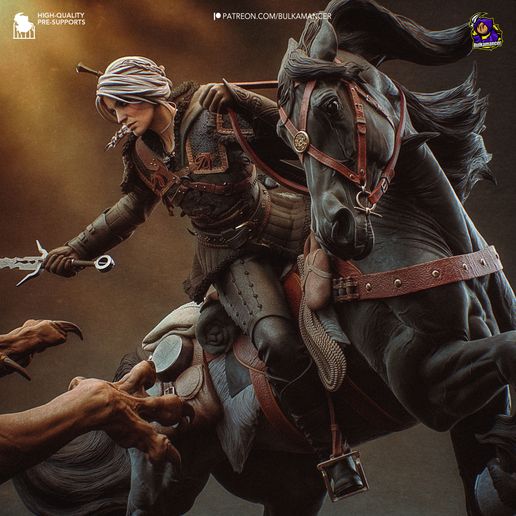 Ciri vs Manticore Kelpie statua da collezione IceBreaker Series
