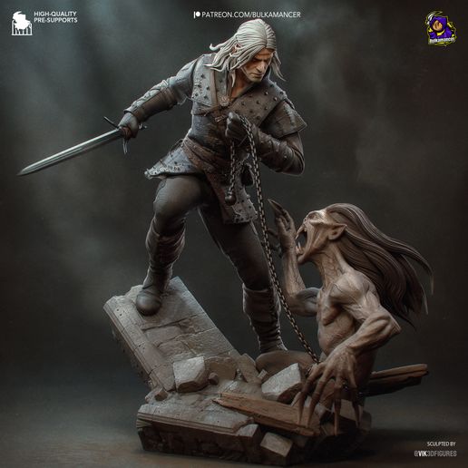Geralt The Witcher Book series statua da collezione IceBreaker Series