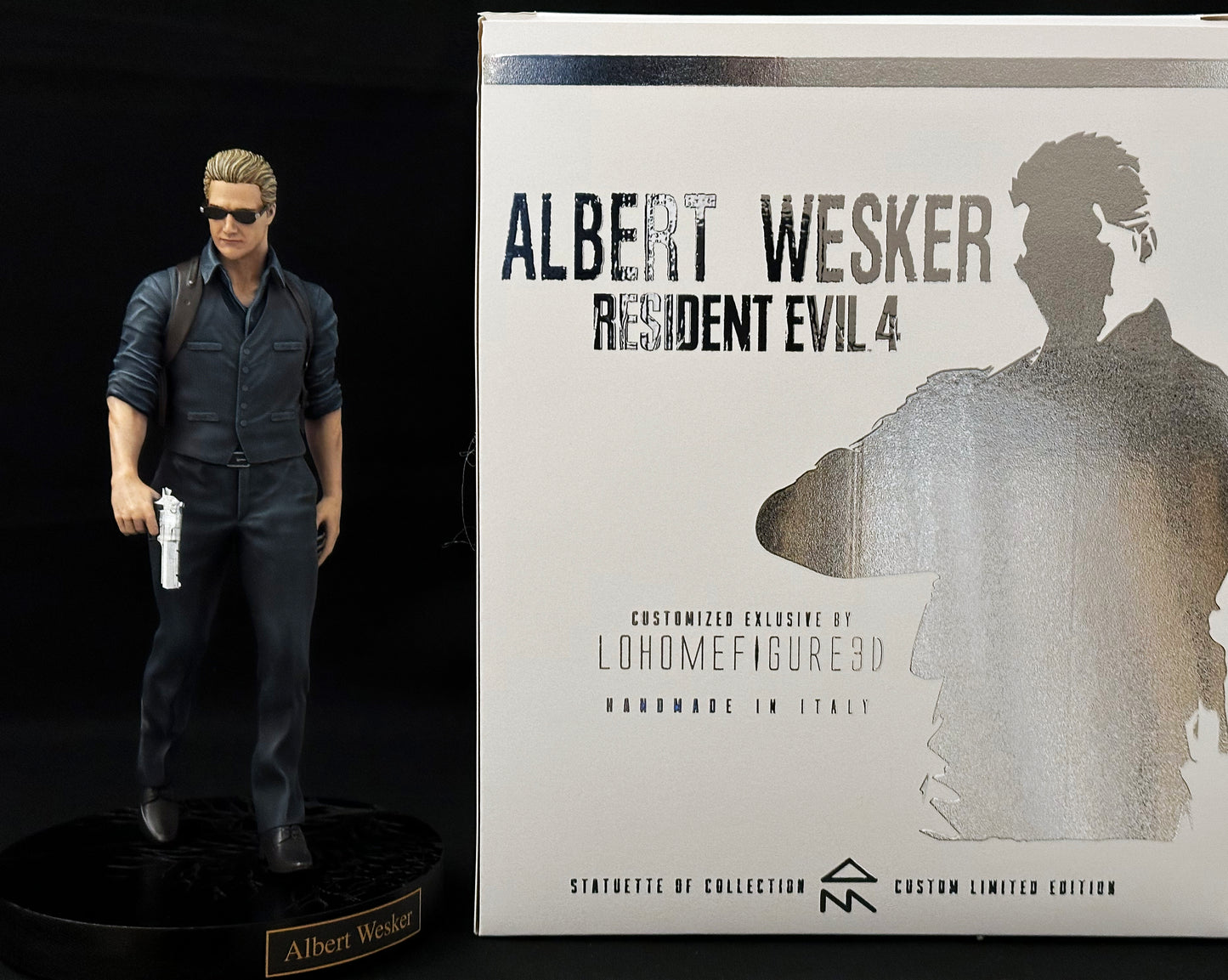 Albert Wesker Figure Statua da Collezione, Resident Evil 4 Figure, statua realistica di Albert Wesker con Exclusive Silver Box Collector Ed.