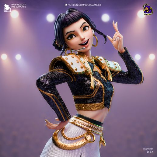 Golden Rapper Demon Hunters statua da collezione IceBreaker Series
