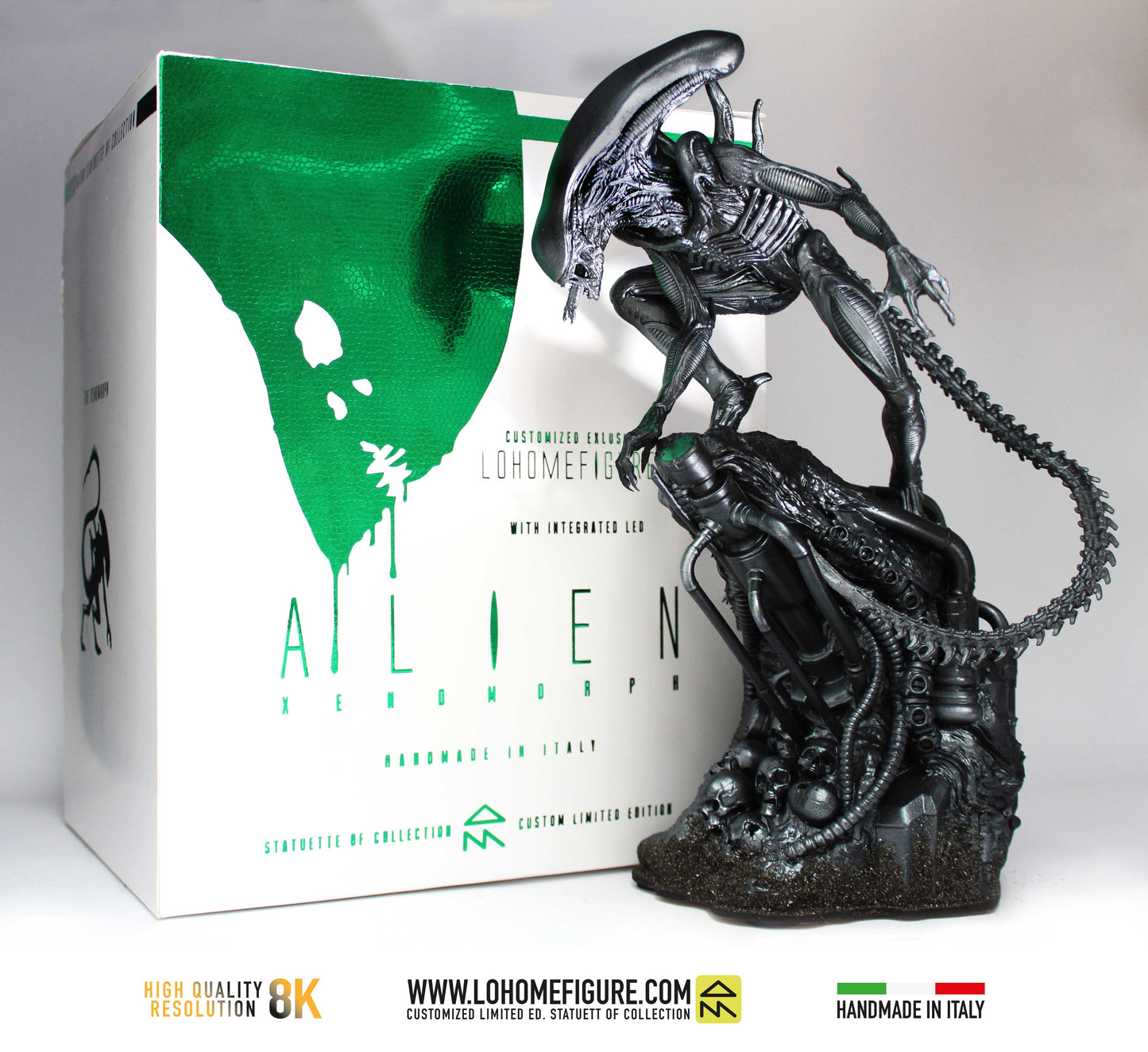 Alien Xenomorph Action Figure - 35 cm statue with LED, Alien diorama collectible, incredible details, exclusive action figure Made in Italy