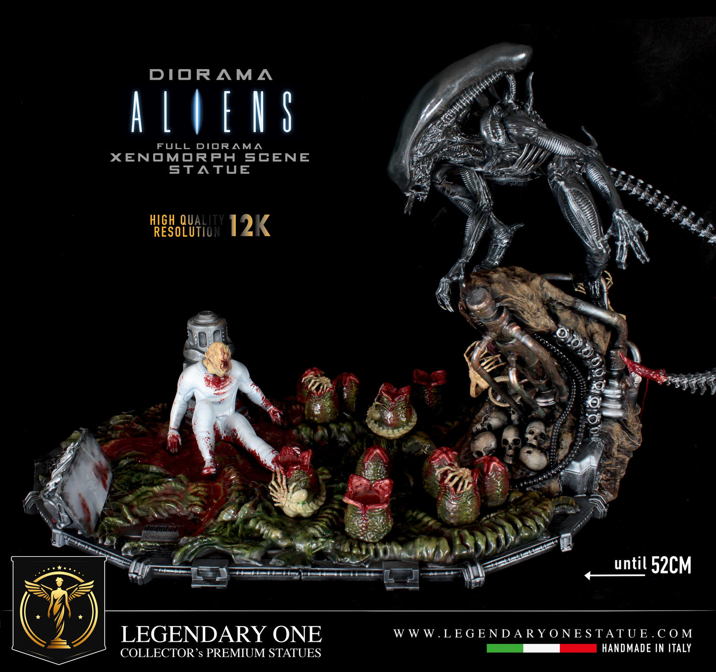 Alien Diorama, Xenomorph figure LTD con LED Dynamic e base completa Real Cinema Effect, alien diorama completo REALISM quality 12k figurines