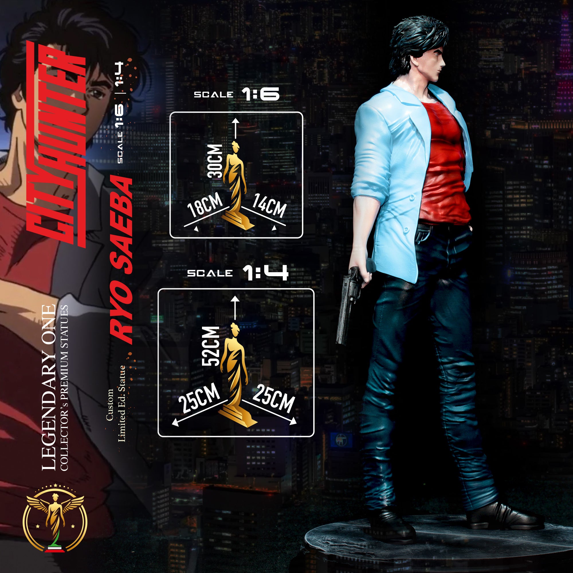 Ryo Saeba Statua da Collezione - City Hunter Figure - シティーハンター statua - Real Anime Color - scala 1:6 / 1:4