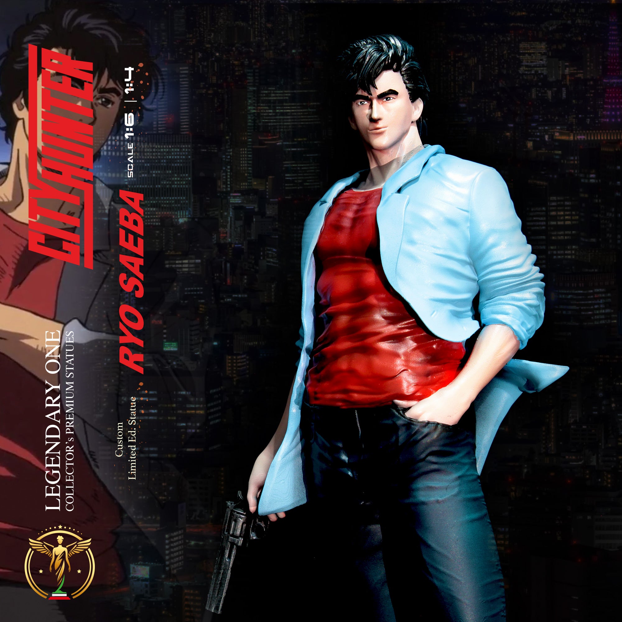 Ryo Saeba Statua da Collezione - City Hunter Figure - シティーハンター statua - Real Anime Color - scala 1:6 / 1:4