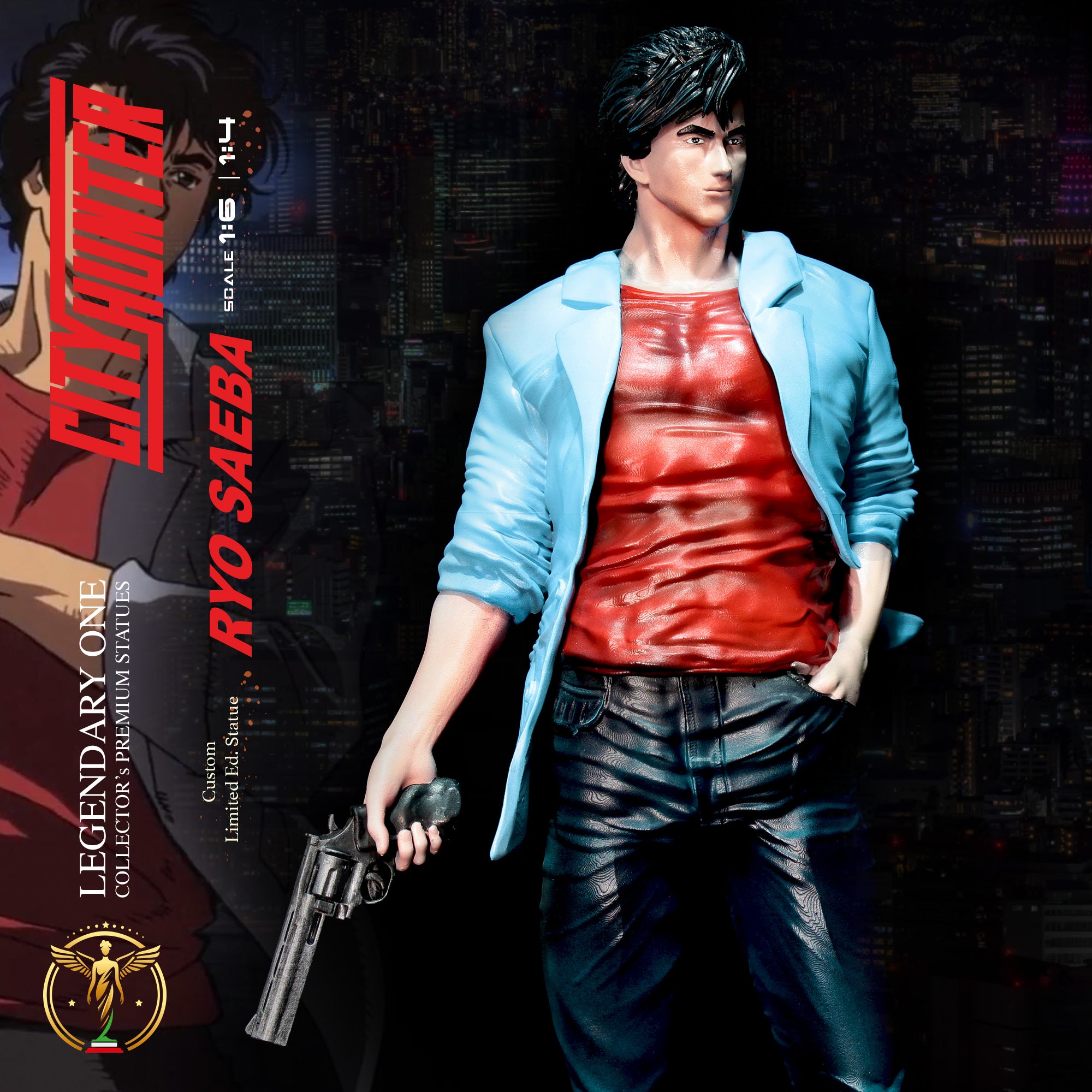 Ryo Saeba Statua da Collezione - City Hunter Figure - シティーハンター statua - Real Anime Color - scala 1:6 / 1:4