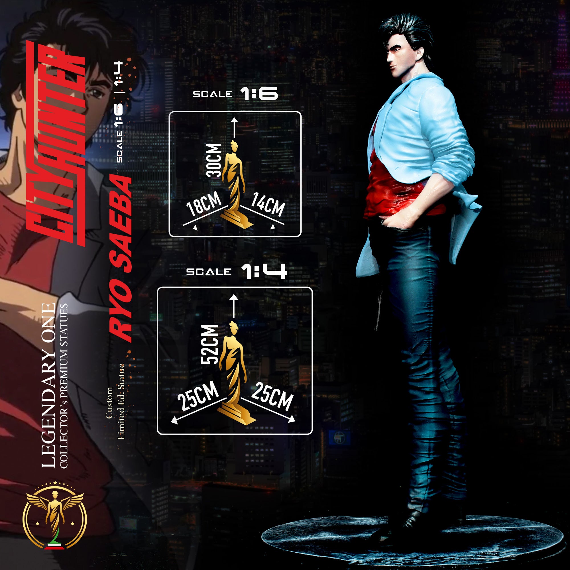 Ryo Saeba Statua da Collezione - City Hunter Figure - シティーハンター statua - Real Anime Color - scala 1:6 / 1:4