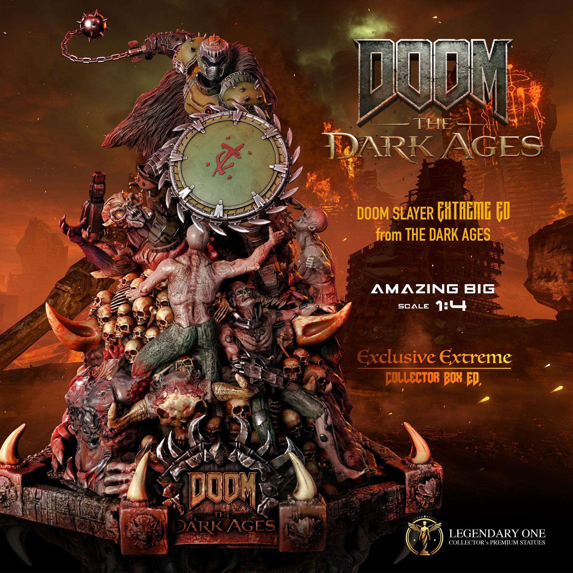 DOOM The Dark Ages Statua da Collezione Esclusiva - Limited Edition con Scudo Rotante - scala 1:4