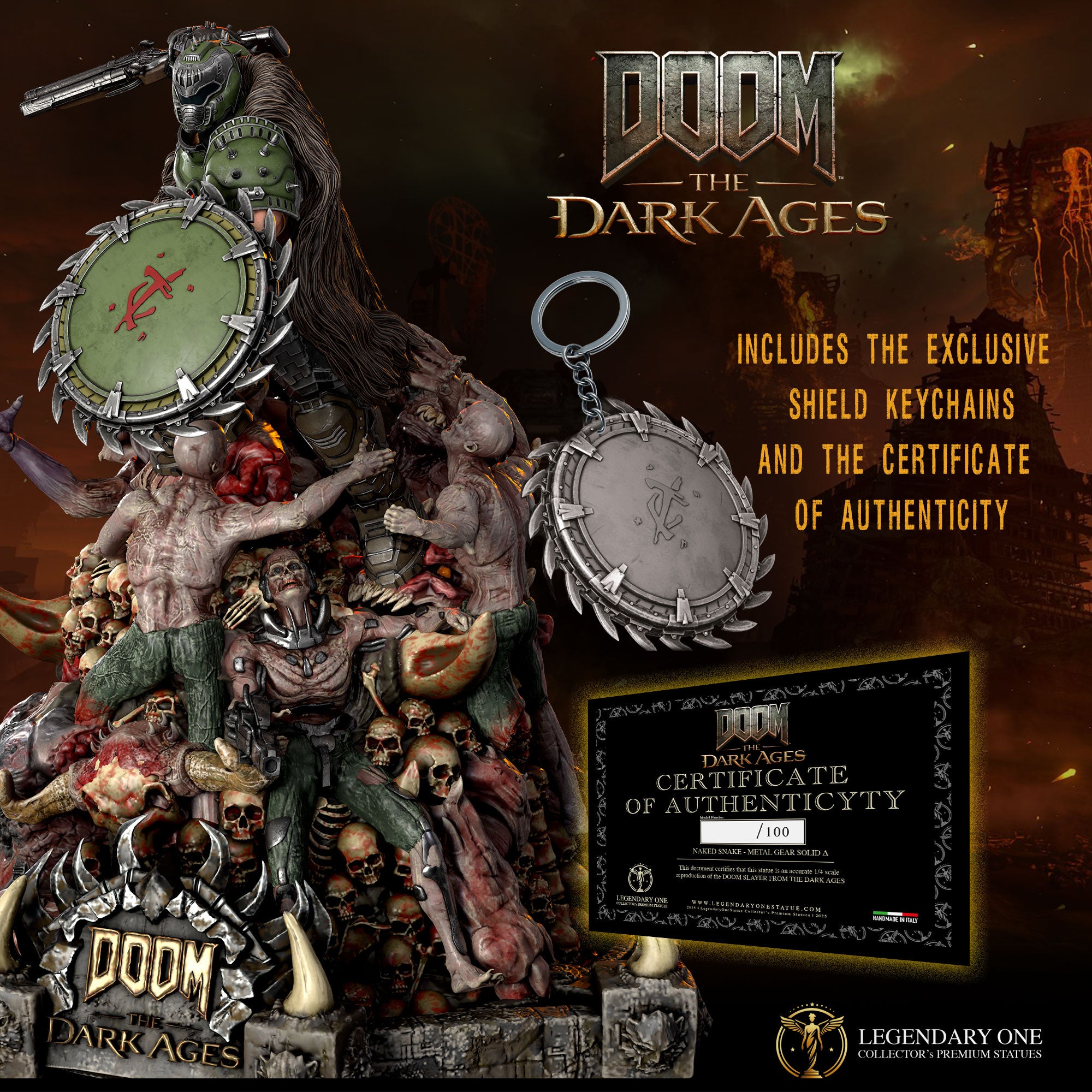 DOOM The Dark Ages Statua da Collezione 1/4 - Limited Edition 20pz - Scudo Rotante - Pre-order Esclusivo!