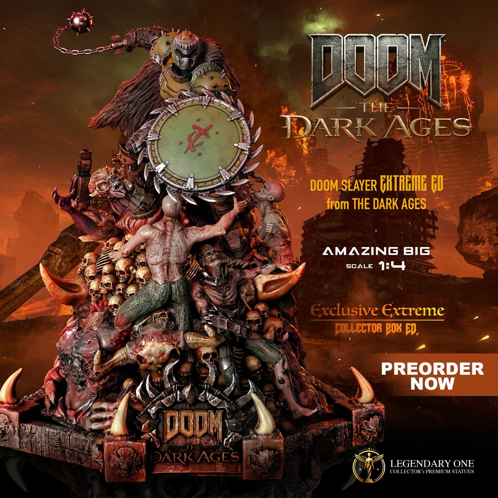 DOOM The Dark Ages Statua da Collezione 1/4 - Limited Edition 20pz - Scudo Rotante - Pre-order Esclusivo!