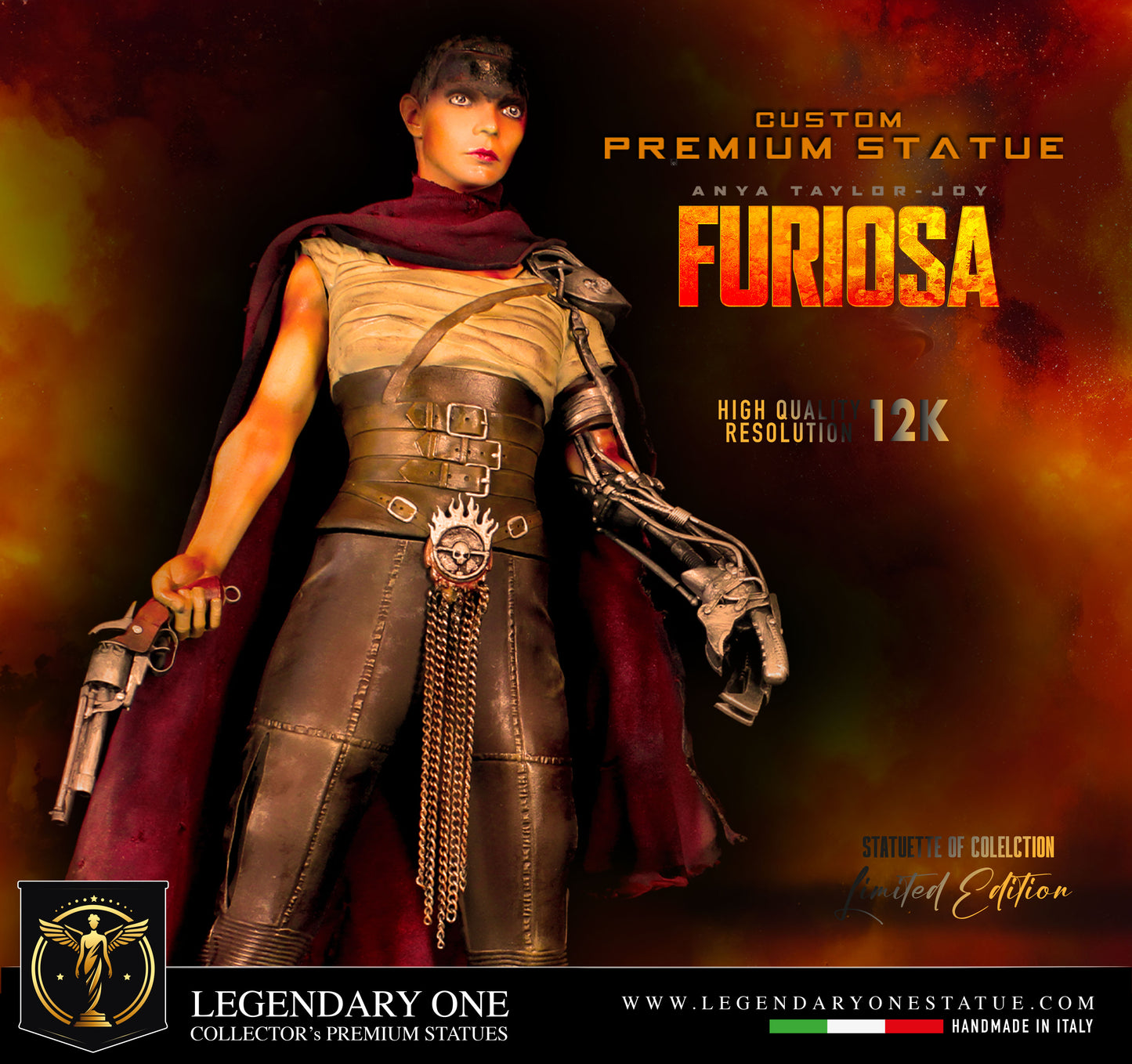 Furiosa statue, Mad Max figure, Furiosa Mad Max Saga, Figure Custom Premium Exclusive, Anya Taylor-Joy Movie Edition, Real Color Effect High Res. 12k